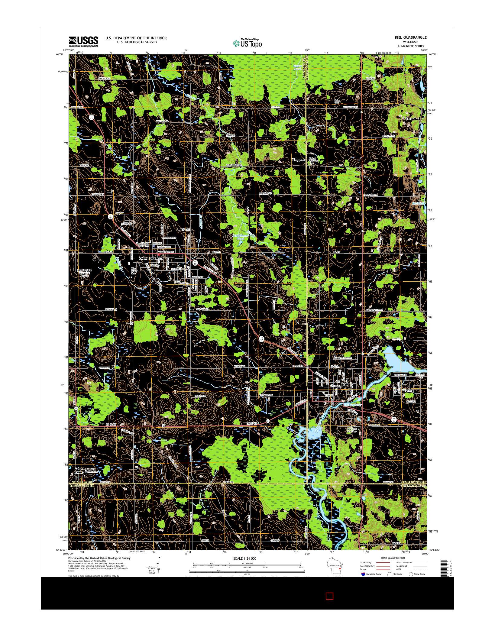 USGS US TOPO 7.5-MINUTE MAP FOR KIEL, WI 2015