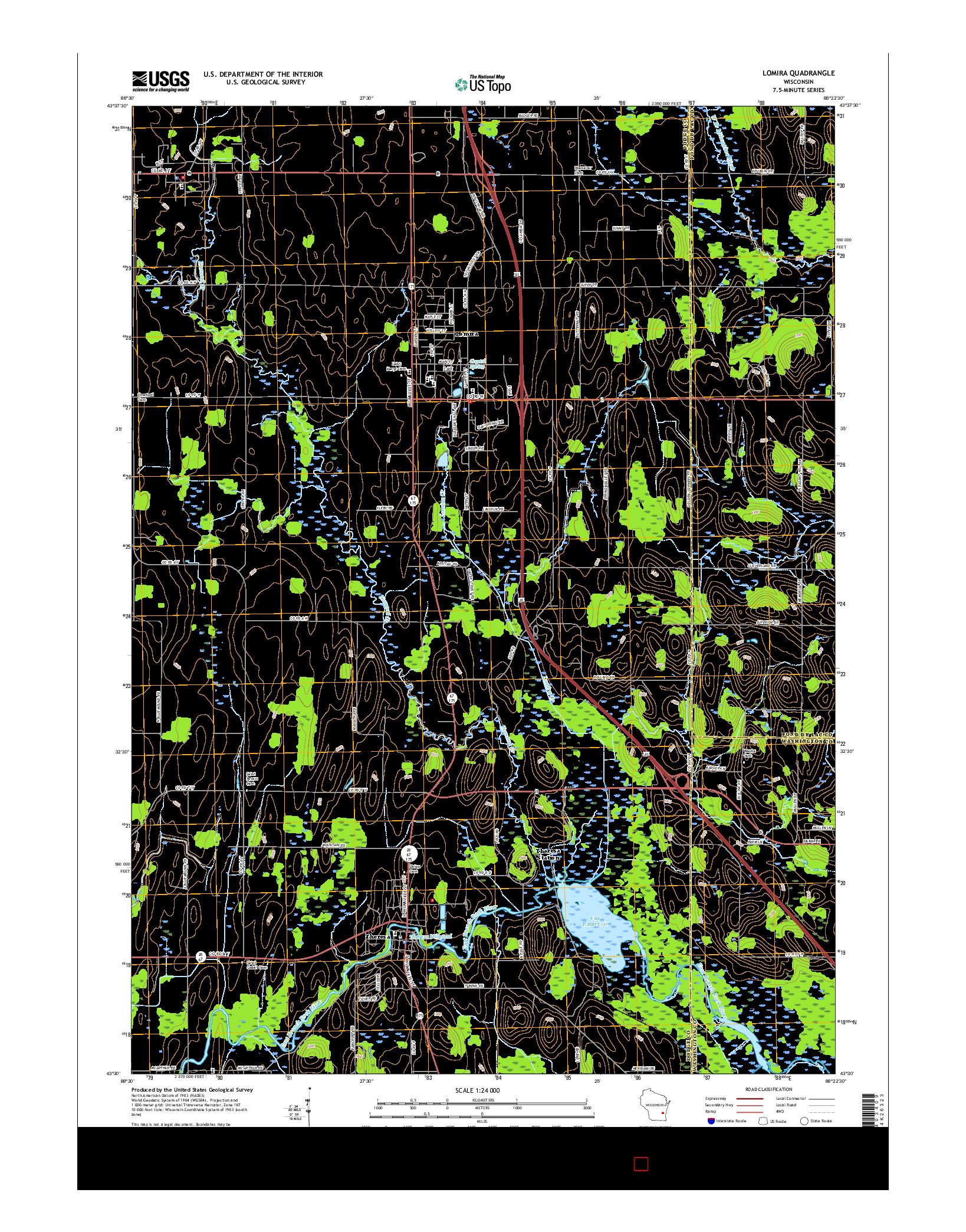 USGS US TOPO 7.5-MINUTE MAP FOR LOMIRA, WI 2015