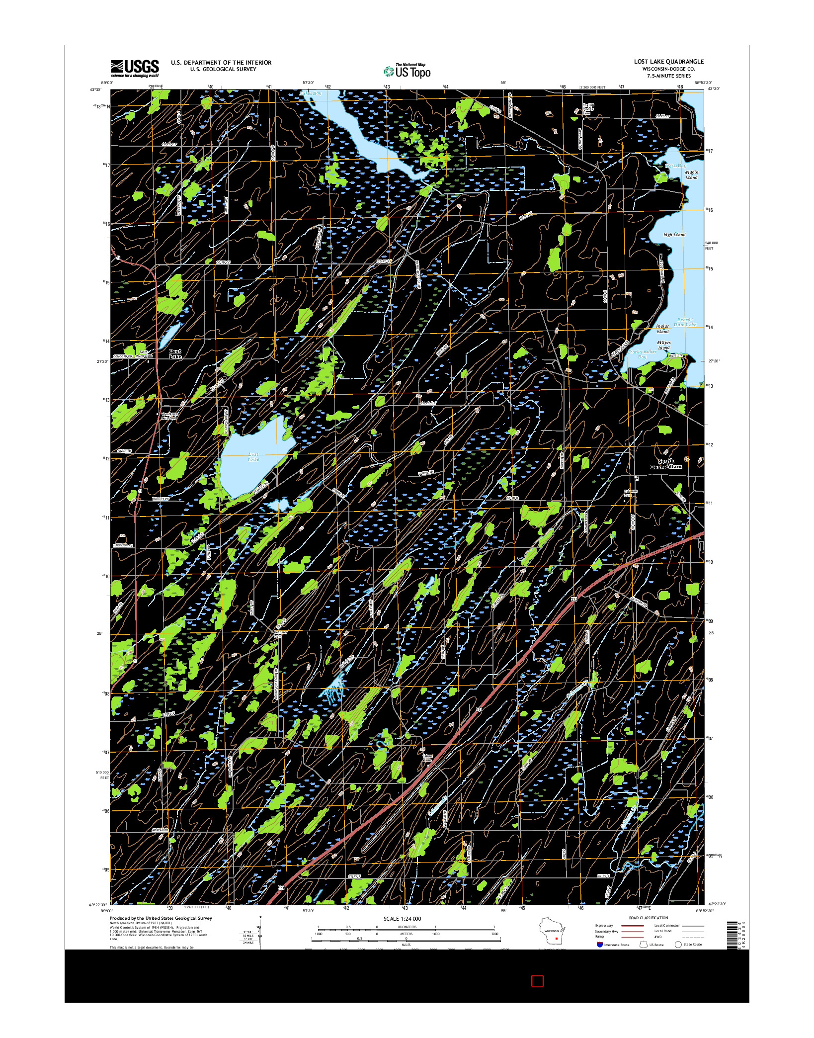 USGS US TOPO 7.5-MINUTE MAP FOR LOST LAKE, WI 2015