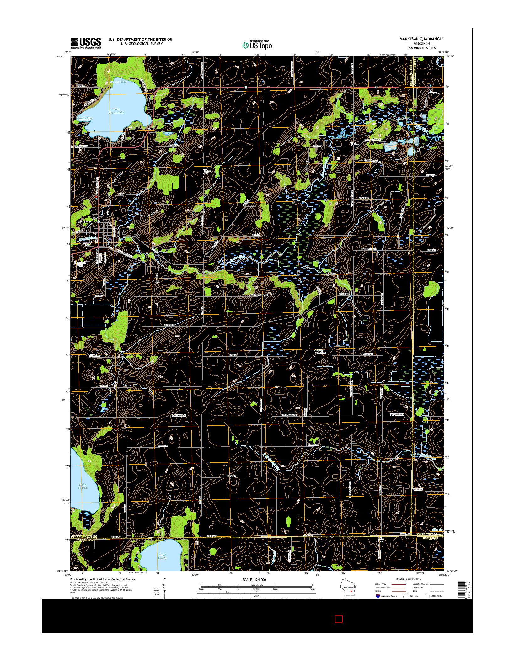 USGS US TOPO 7.5-MINUTE MAP FOR MARKESAN, WI 2015