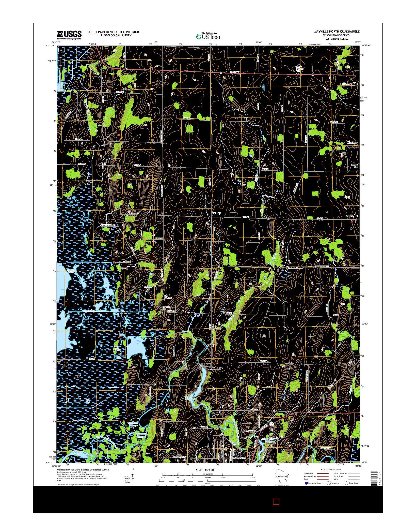 USGS US TOPO 7.5-MINUTE MAP FOR MAYVILLE NORTH, WI 2015