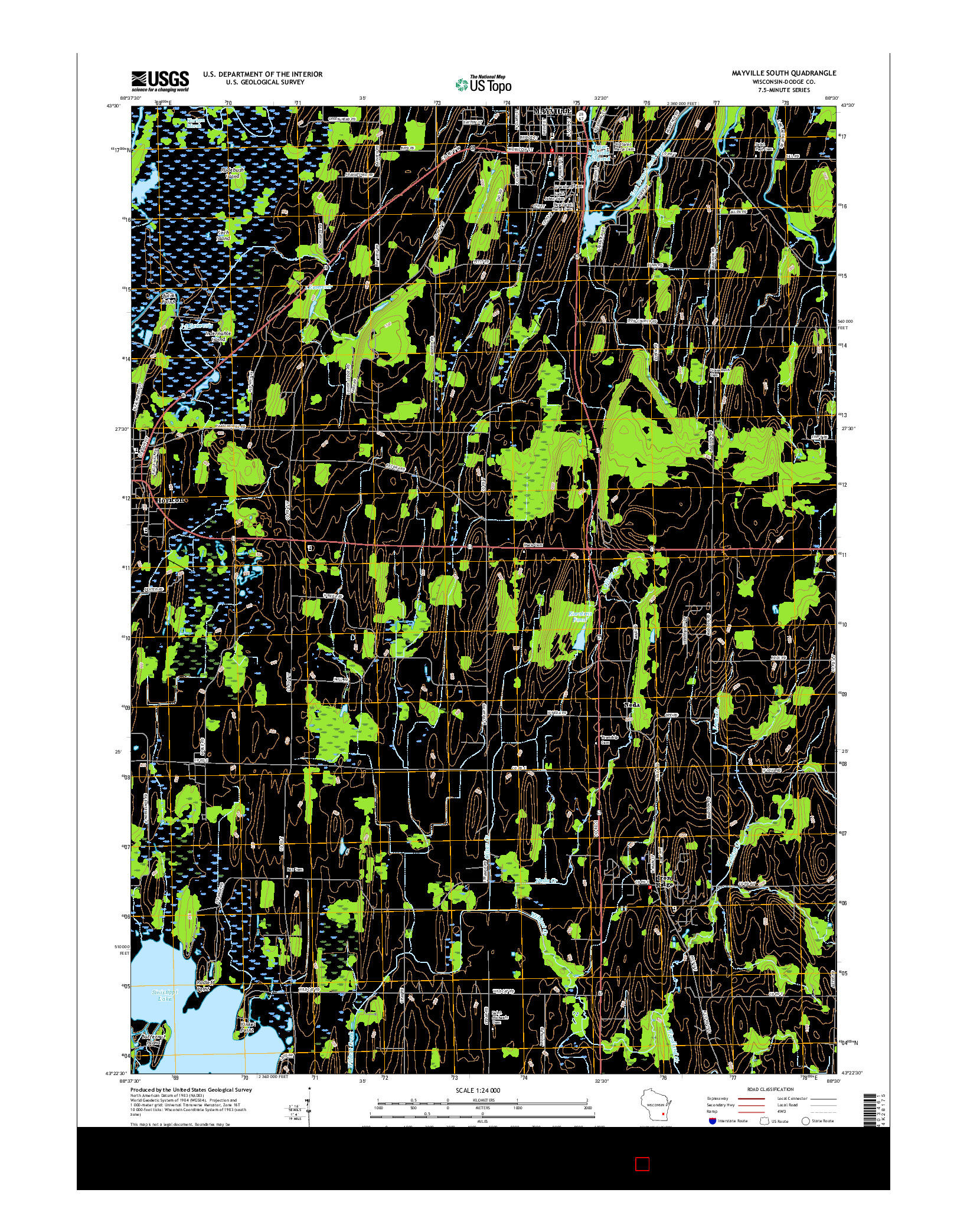 USGS US TOPO 7.5-MINUTE MAP FOR MAYVILLE SOUTH, WI 2015