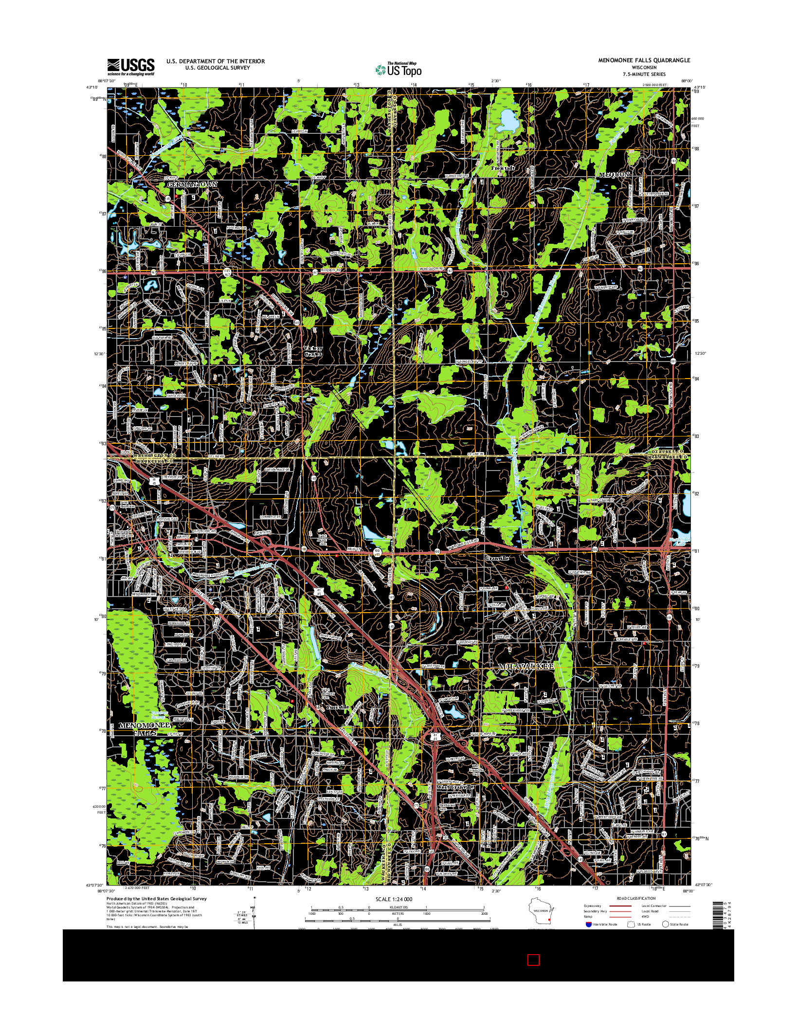 USGS US TOPO 7.5-MINUTE MAP FOR MENOMONEE FALLS, WI 2015