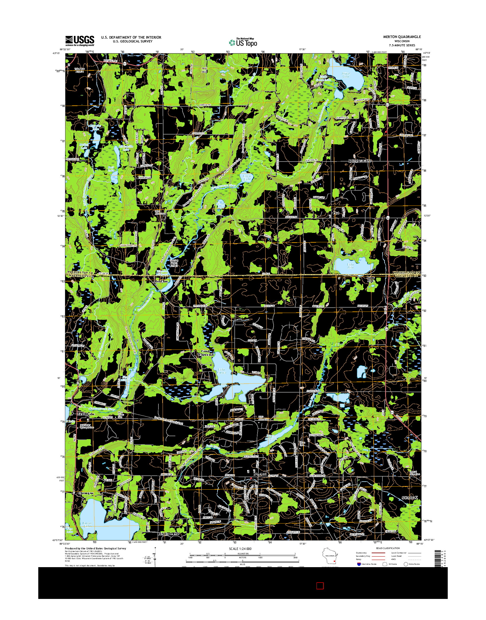 USGS US TOPO 7.5-MINUTE MAP FOR MERTON, WI 2015