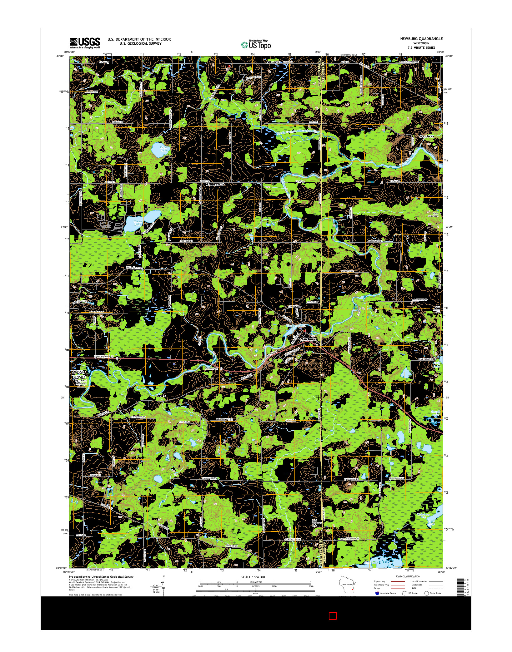 USGS US TOPO 7.5-MINUTE MAP FOR NEWBURG, WI 2015