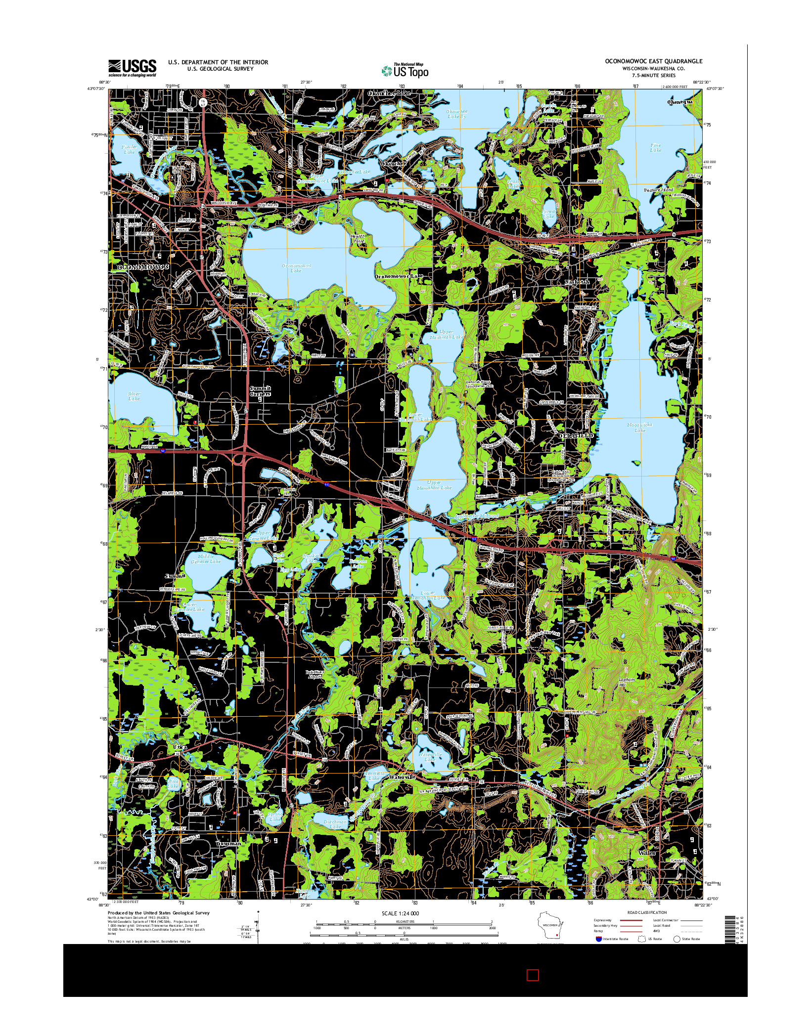 USGS US TOPO 7.5-MINUTE MAP FOR OCONOMOWOC EAST, WI 2015