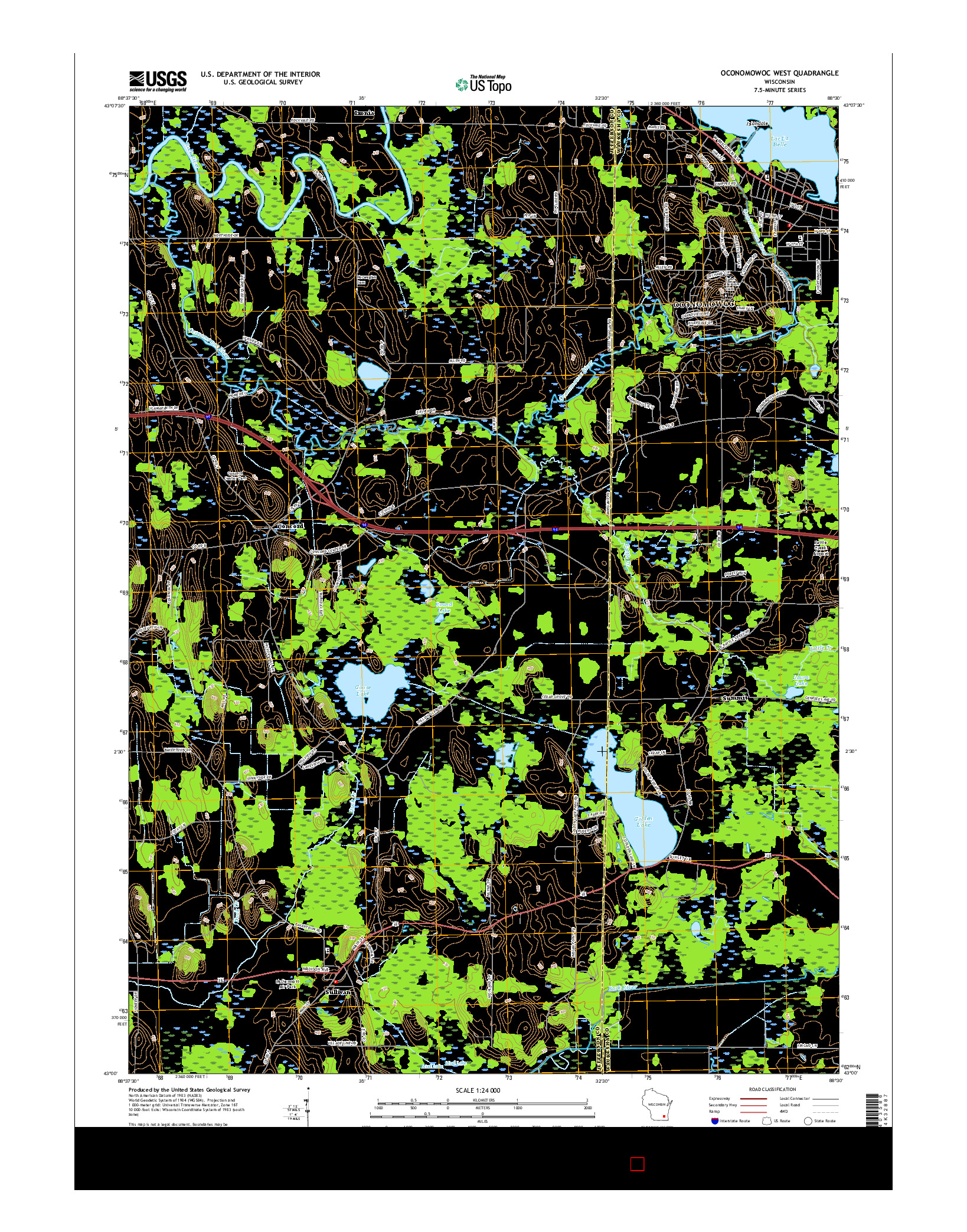 USGS US TOPO 7.5-MINUTE MAP FOR OCONOMOWOC WEST, WI 2015