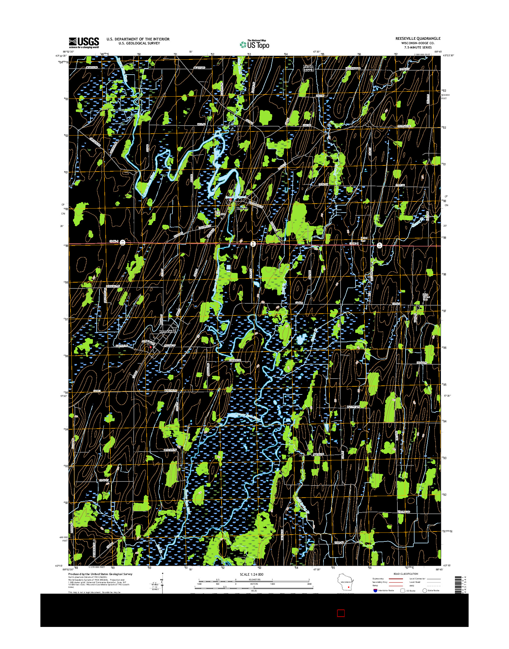 USGS US TOPO 7.5-MINUTE MAP FOR REESEVILLE, WI 2015
