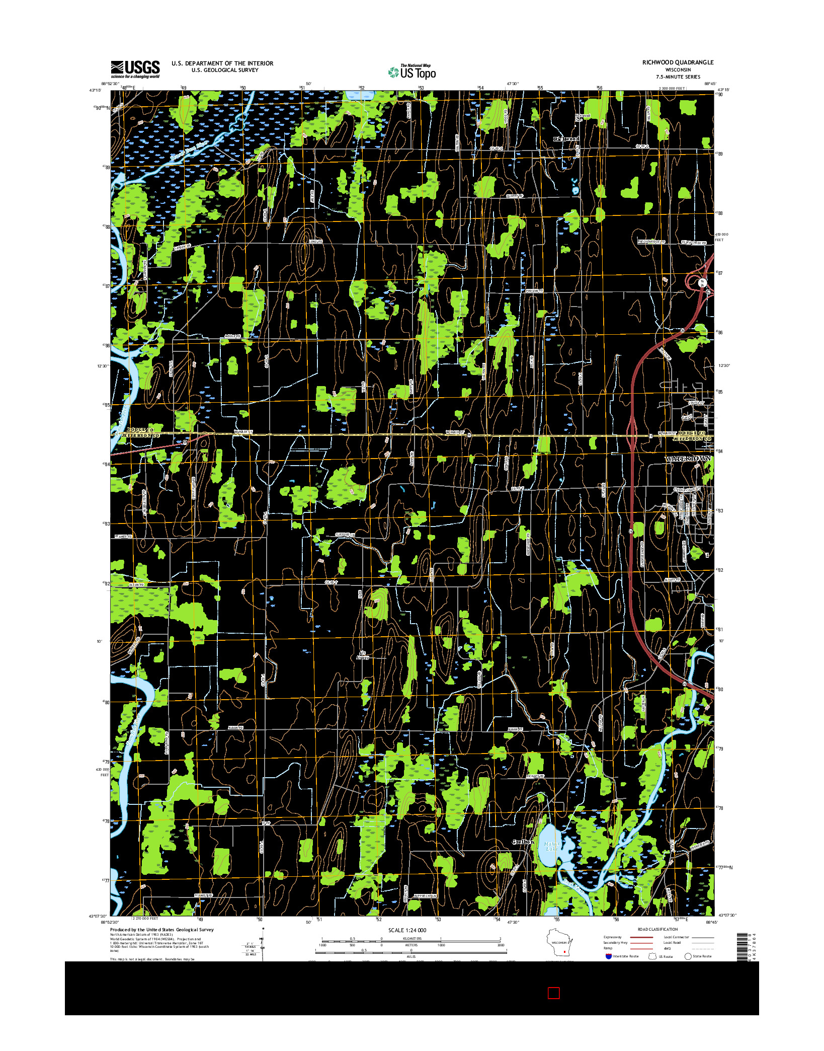 USGS US TOPO 7.5-MINUTE MAP FOR RICHWOOD, WI 2015
