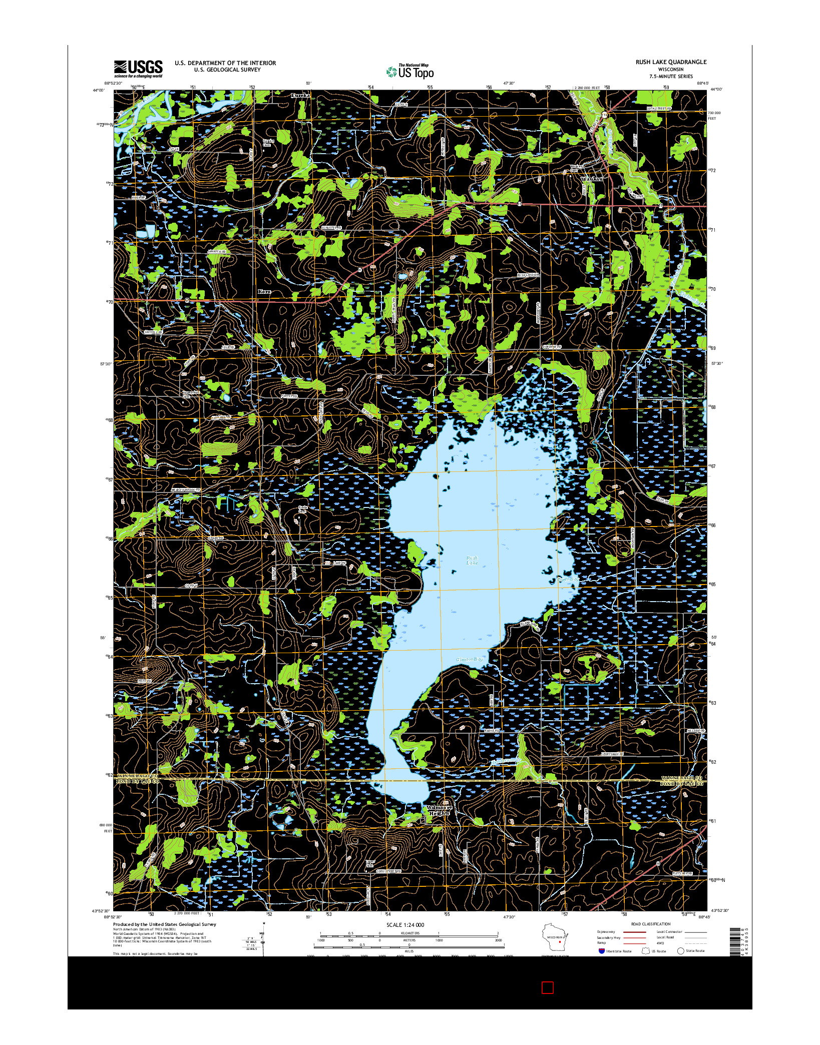 USGS US TOPO 7.5-MINUTE MAP FOR RUSH LAKE, WI 2015