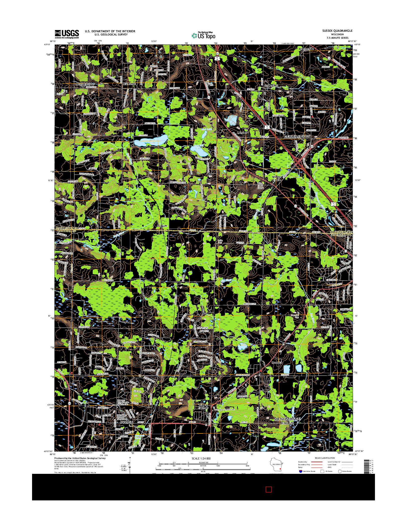 USGS US TOPO 7.5-MINUTE MAP FOR SUSSEX, WI 2015