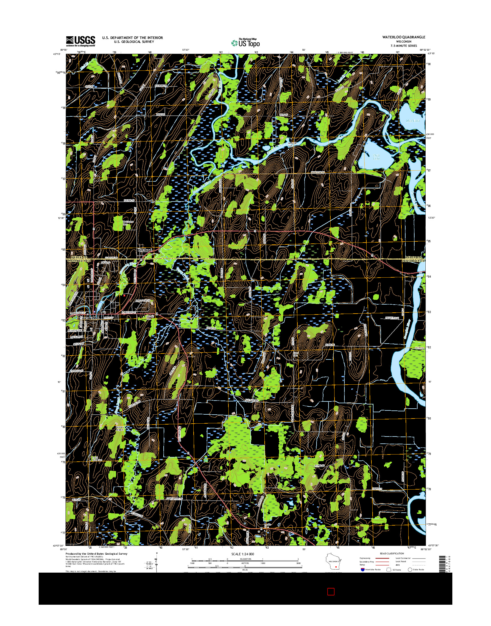 USGS US TOPO 7.5-MINUTE MAP FOR WATERLOO, WI 2015