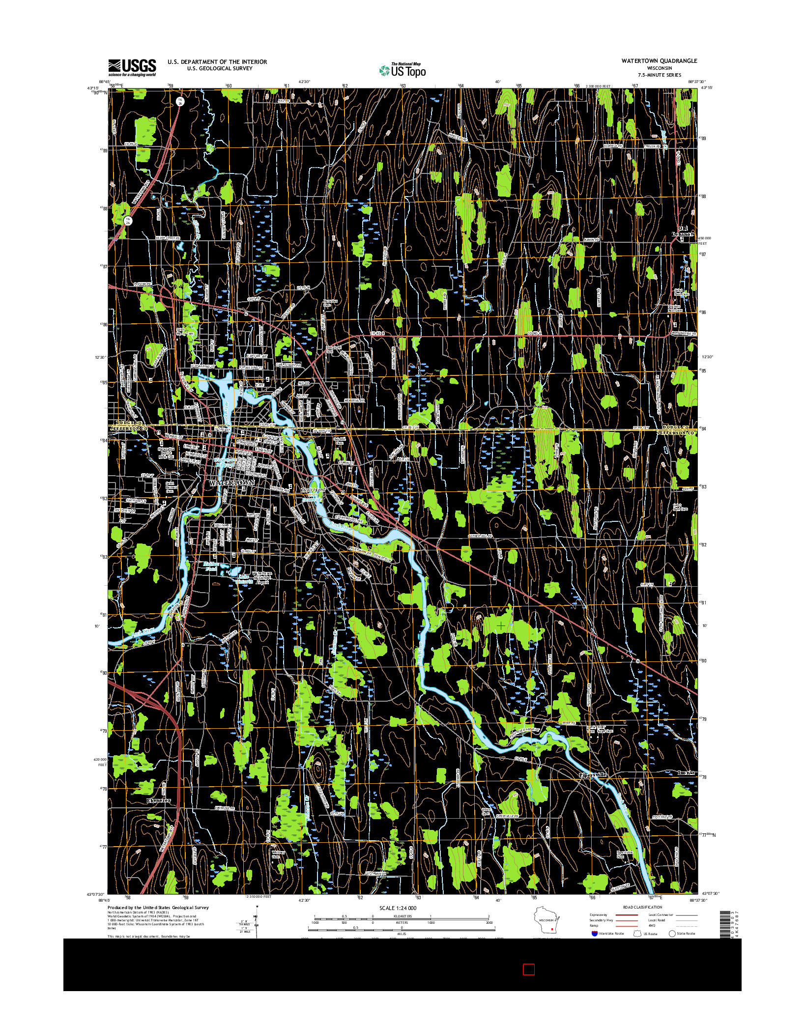USGS US TOPO 7.5-MINUTE MAP FOR WATERTOWN, WI 2015