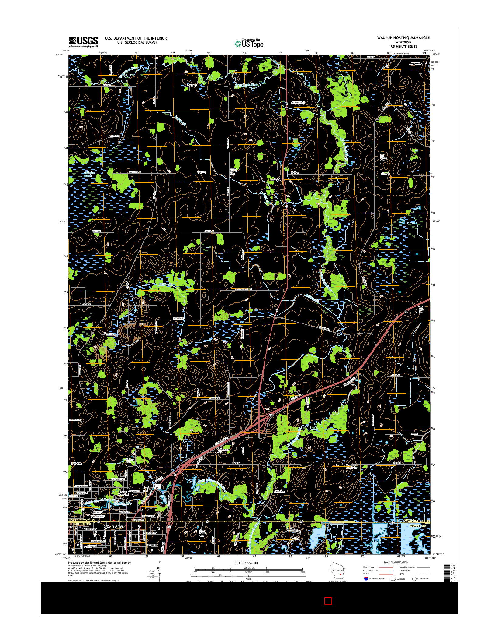 USGS US TOPO 7.5-MINUTE MAP FOR WAUPUN NORTH, WI 2015