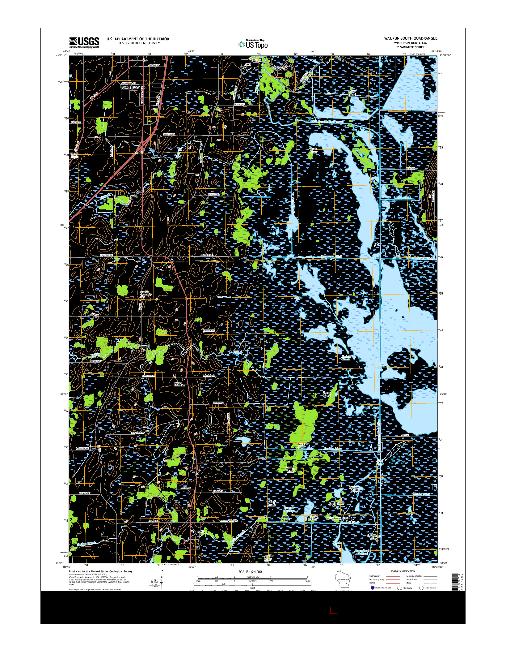 USGS US TOPO 7.5-MINUTE MAP FOR WAUPUN SOUTH, WI 2015