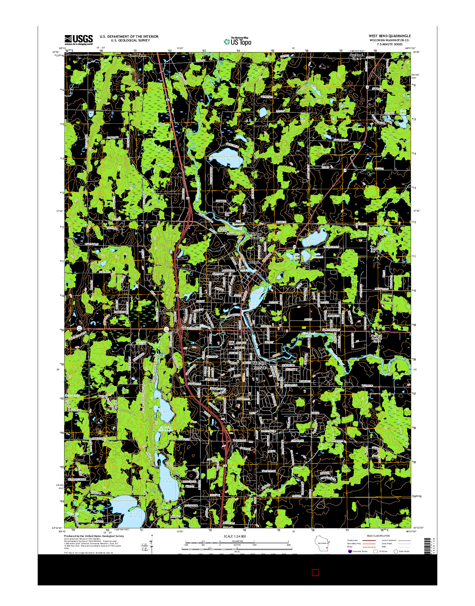 USGS US TOPO 7.5-MINUTE MAP FOR WEST BEND, WI 2015