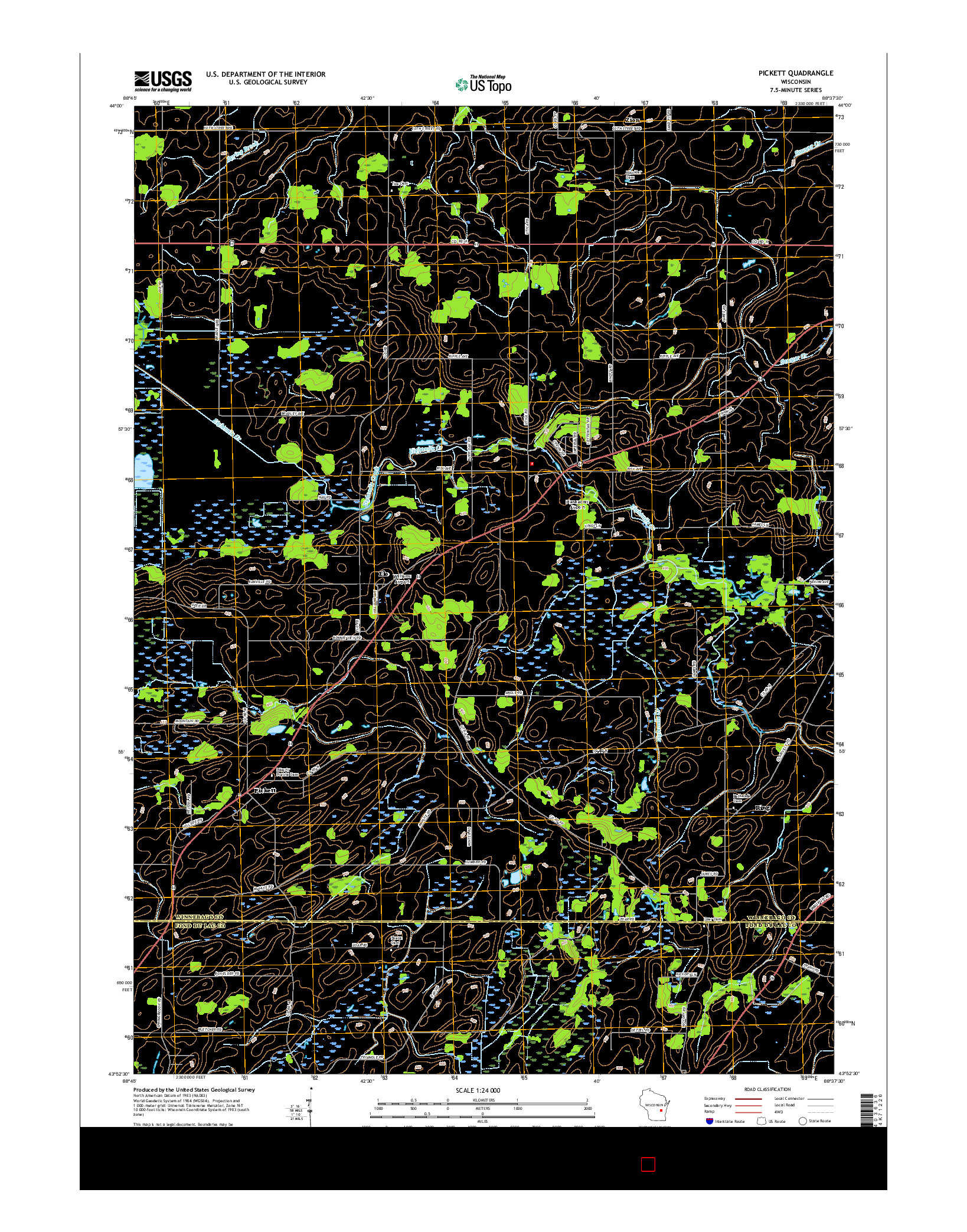 USGS US TOPO 7.5-MINUTE MAP FOR PICKETT, WI 2015