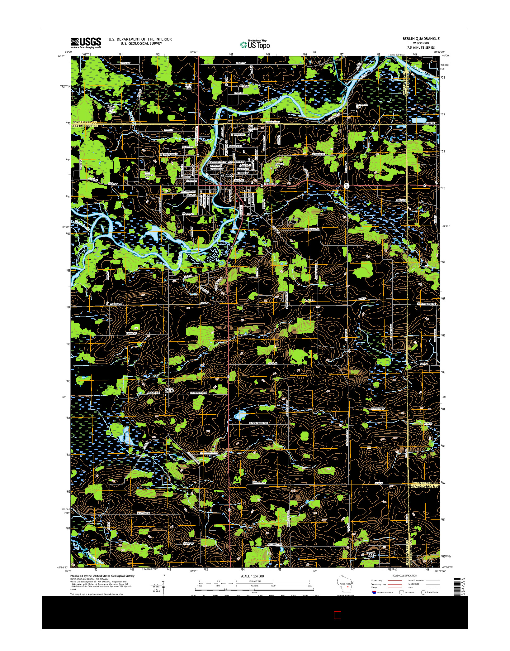 USGS US TOPO 7.5-MINUTE MAP FOR BERLIN, WI 2015