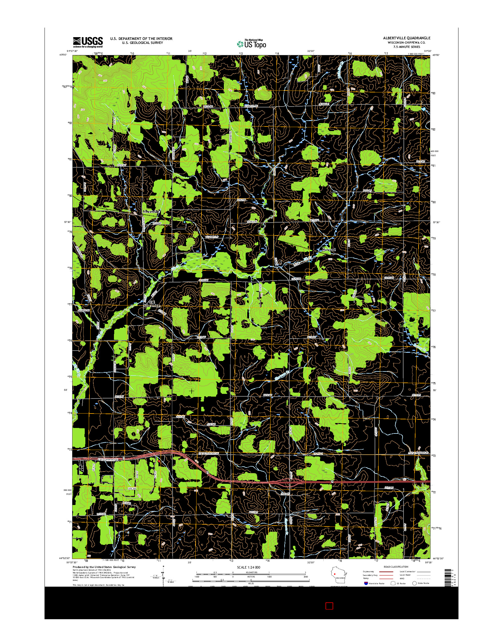 USGS US TOPO 7.5-MINUTE MAP FOR ALBERTVILLE, WI 2015