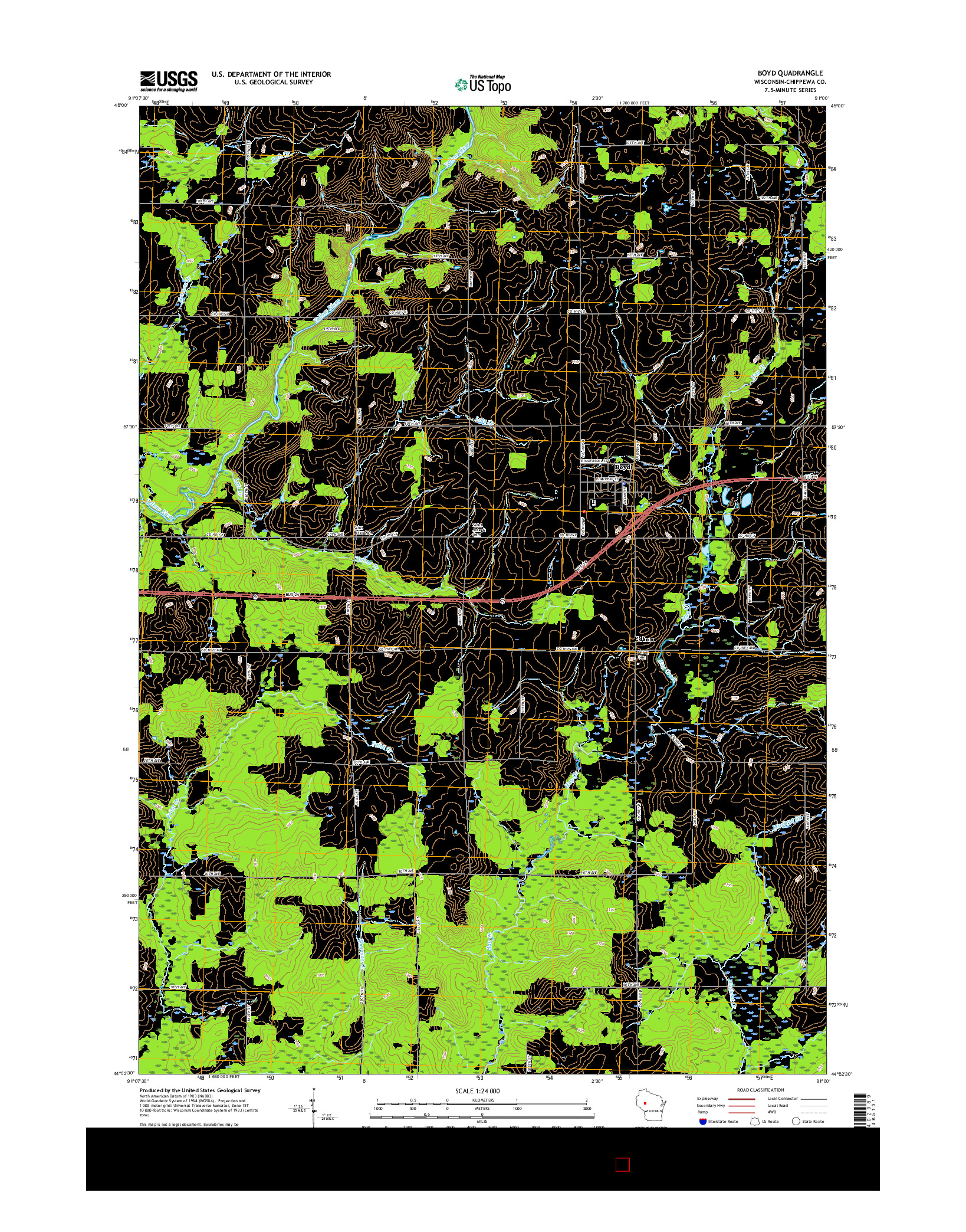 USGS US TOPO 7.5-MINUTE MAP FOR BOYD, WI 2015