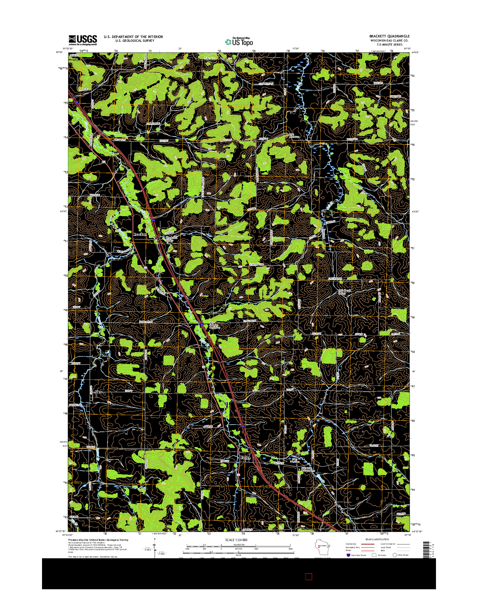 USGS US TOPO 7.5-MINUTE MAP FOR BRACKETT, WI 2015