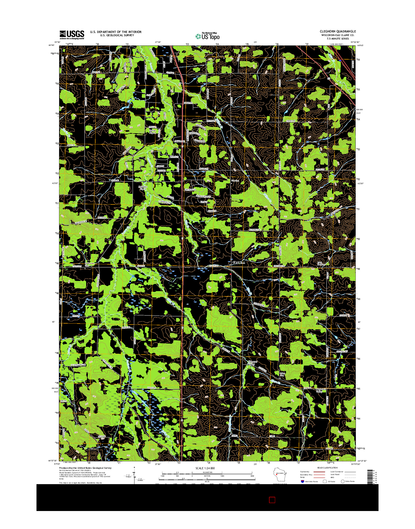 USGS US TOPO 7.5-MINUTE MAP FOR CLEGHORN, WI 2015