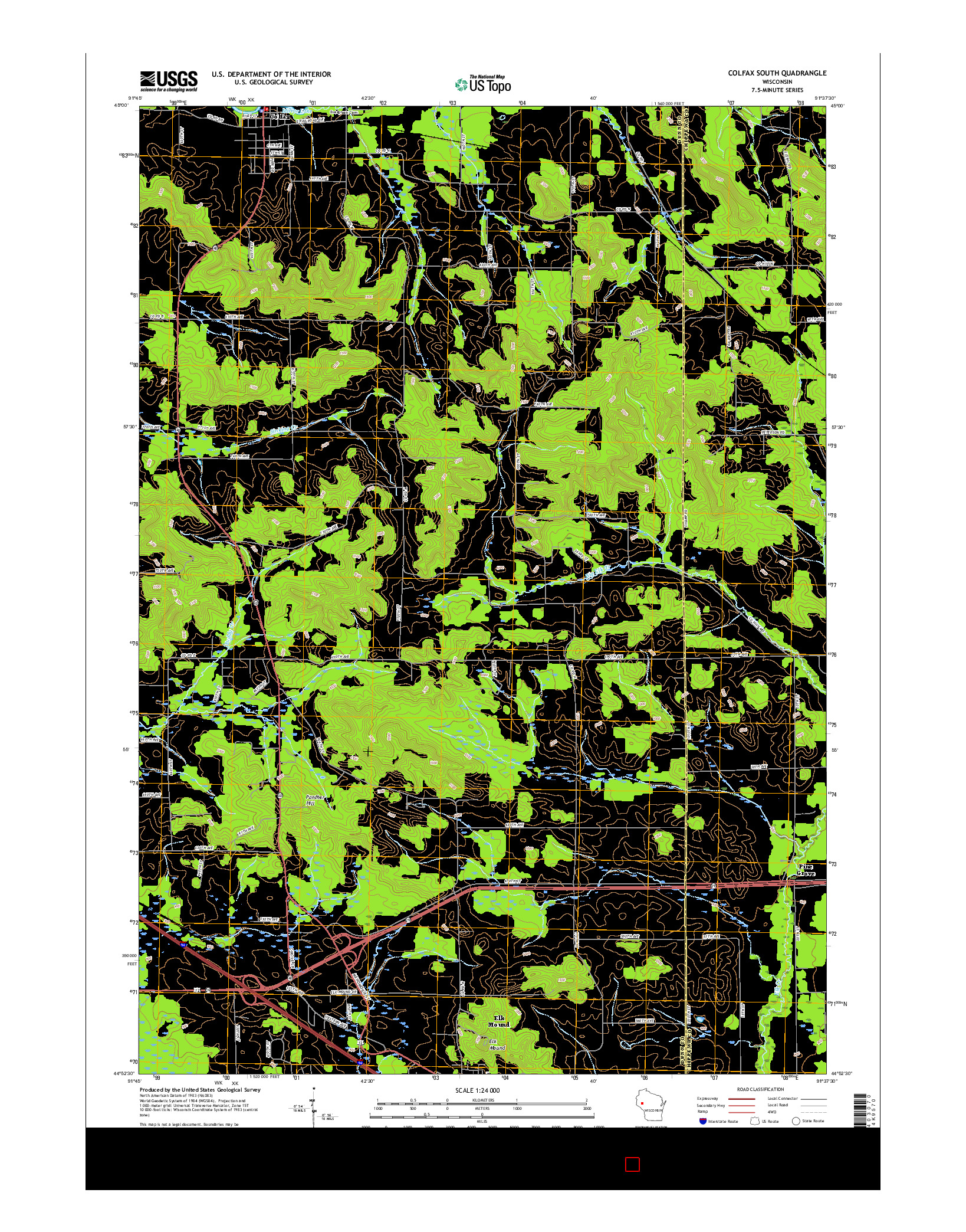 USGS US TOPO 7.5-MINUTE MAP FOR COLFAX SOUTH, WI 2015