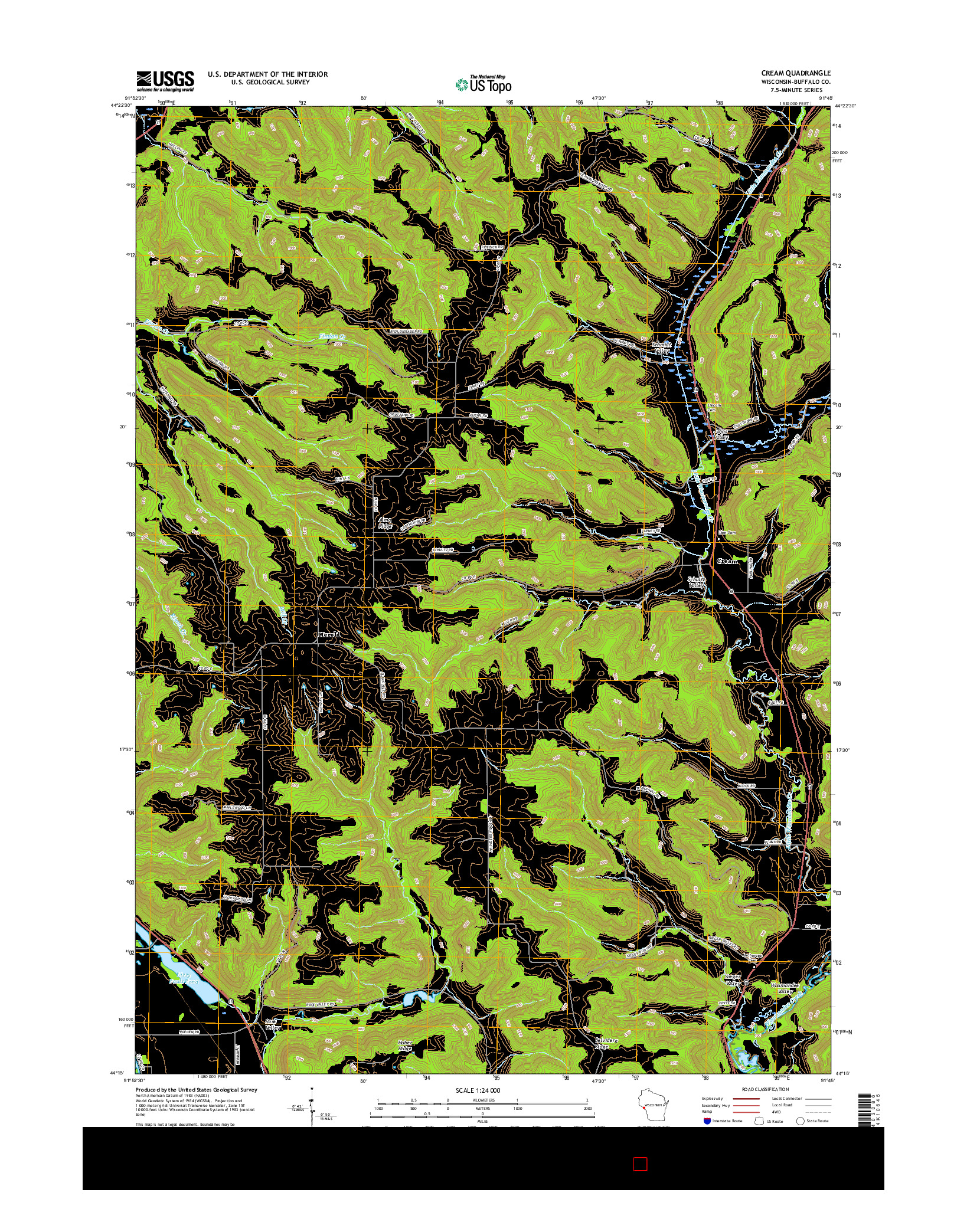 USGS US TOPO 7.5-MINUTE MAP FOR CREAM, WI 2015
