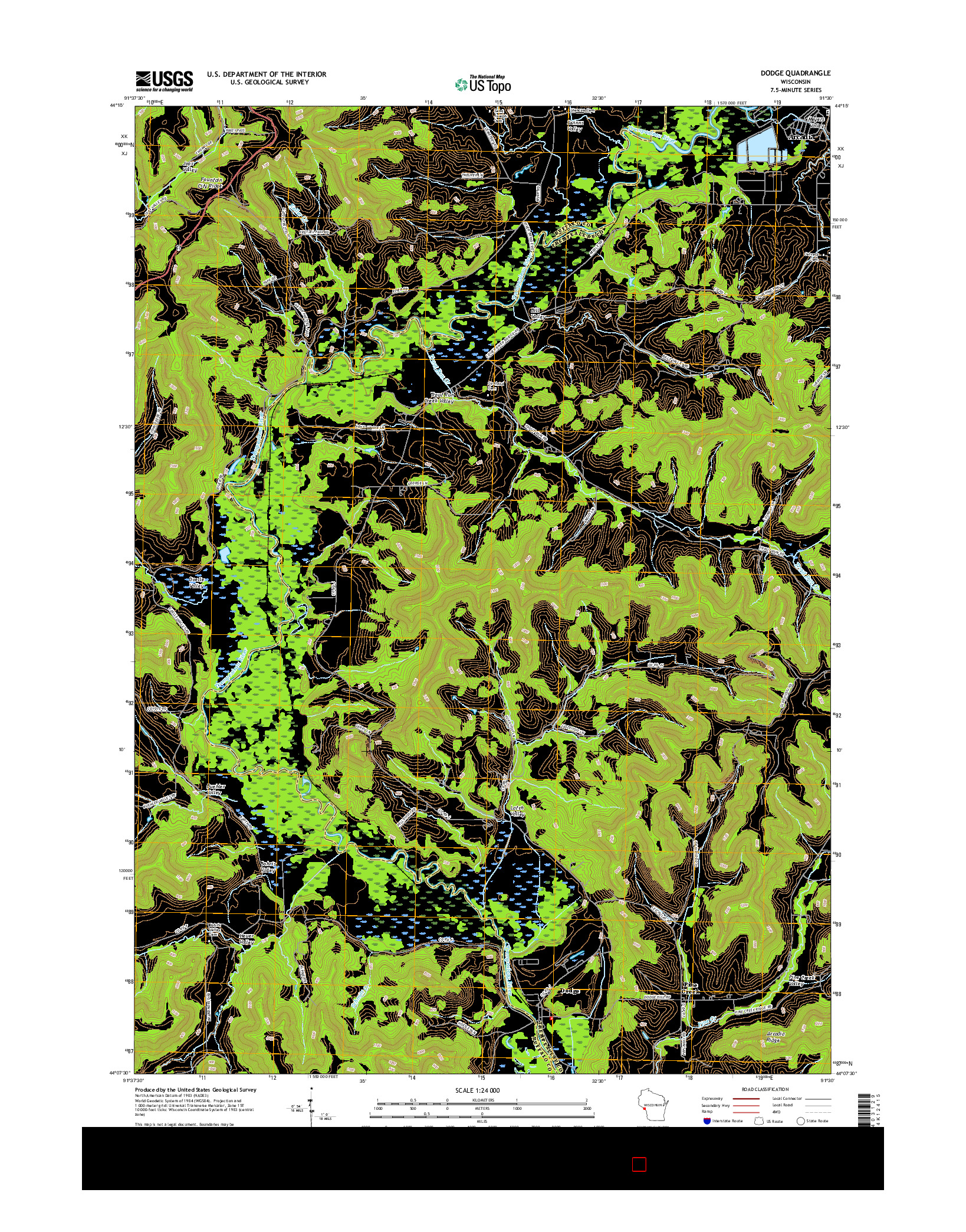 USGS US TOPO 7.5-MINUTE MAP FOR DODGE, WI 2015