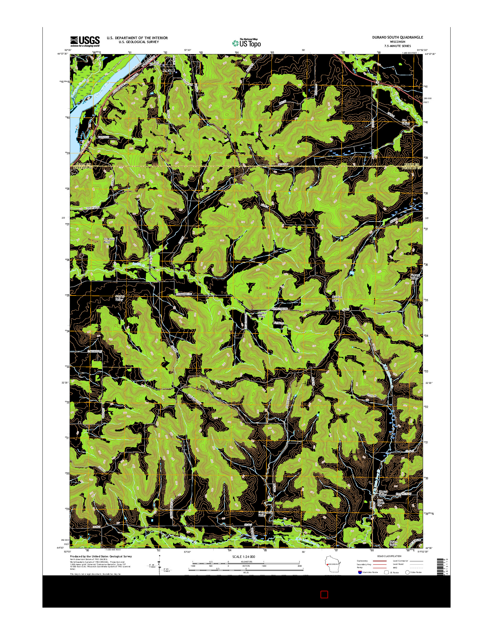USGS US TOPO 7.5-MINUTE MAP FOR DURAND SOUTH, WI 2015