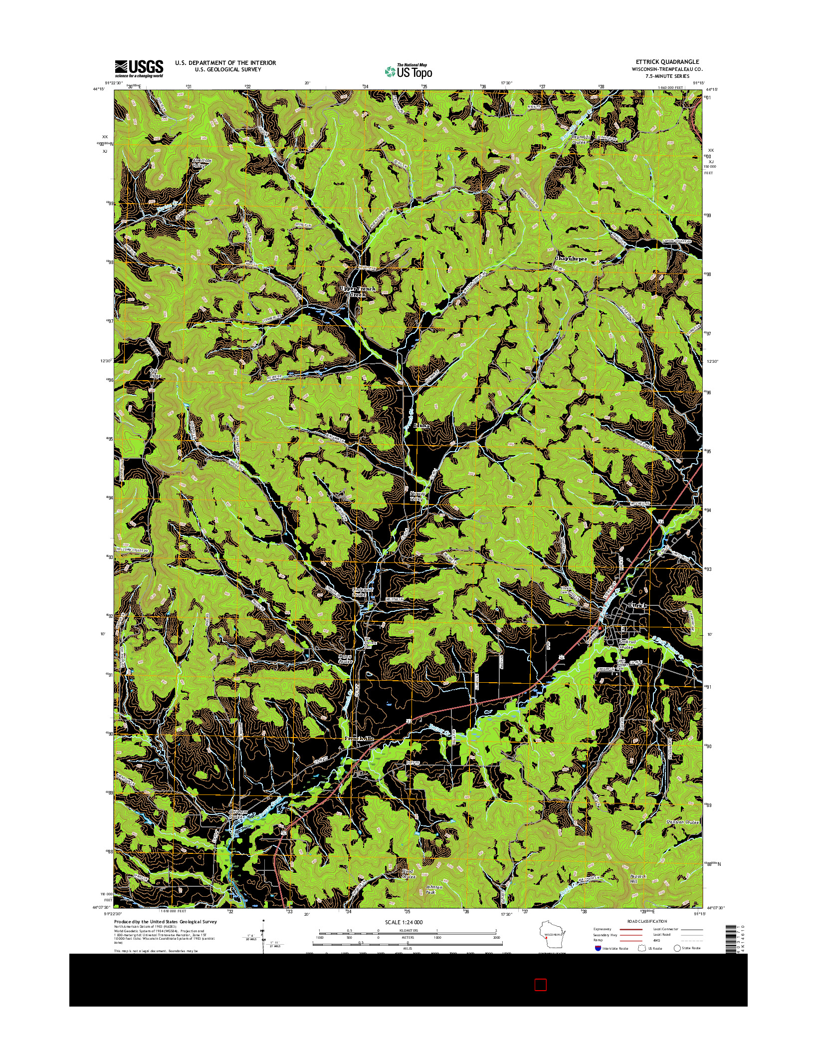 USGS US TOPO 7.5-MINUTE MAP FOR ETTRICK, WI 2015