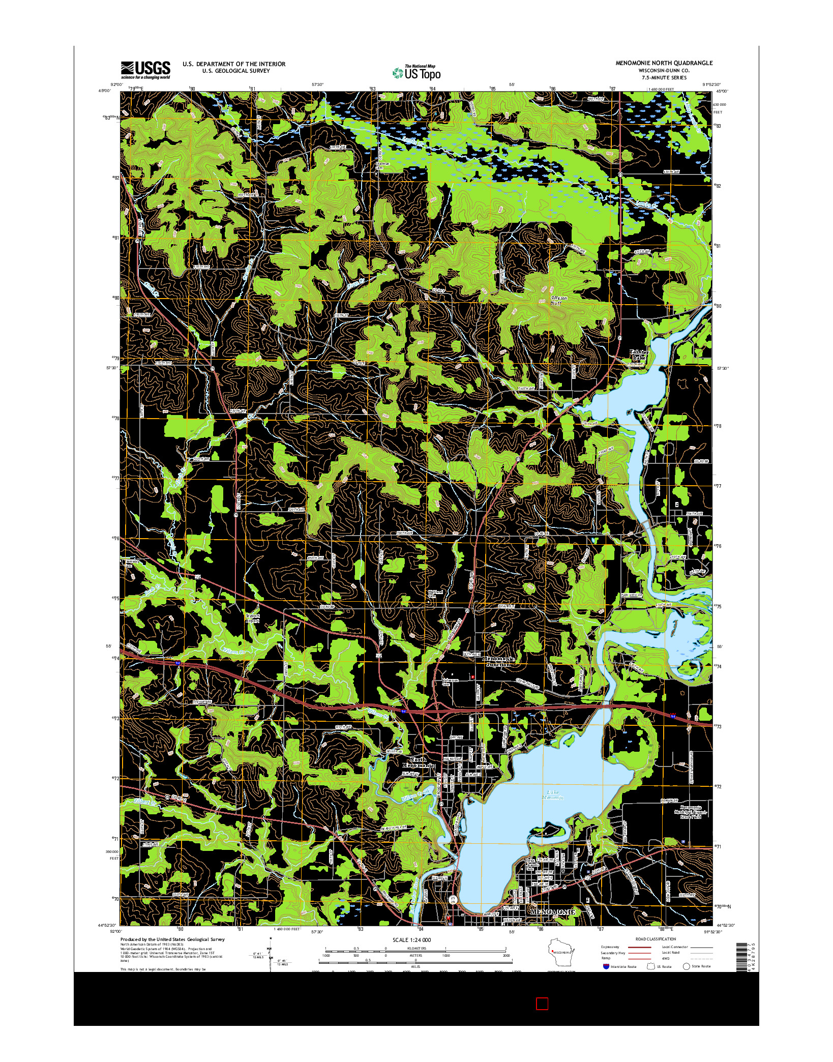 USGS US TOPO 7.5-MINUTE MAP FOR MENOMONIE NORTH, WI 2015