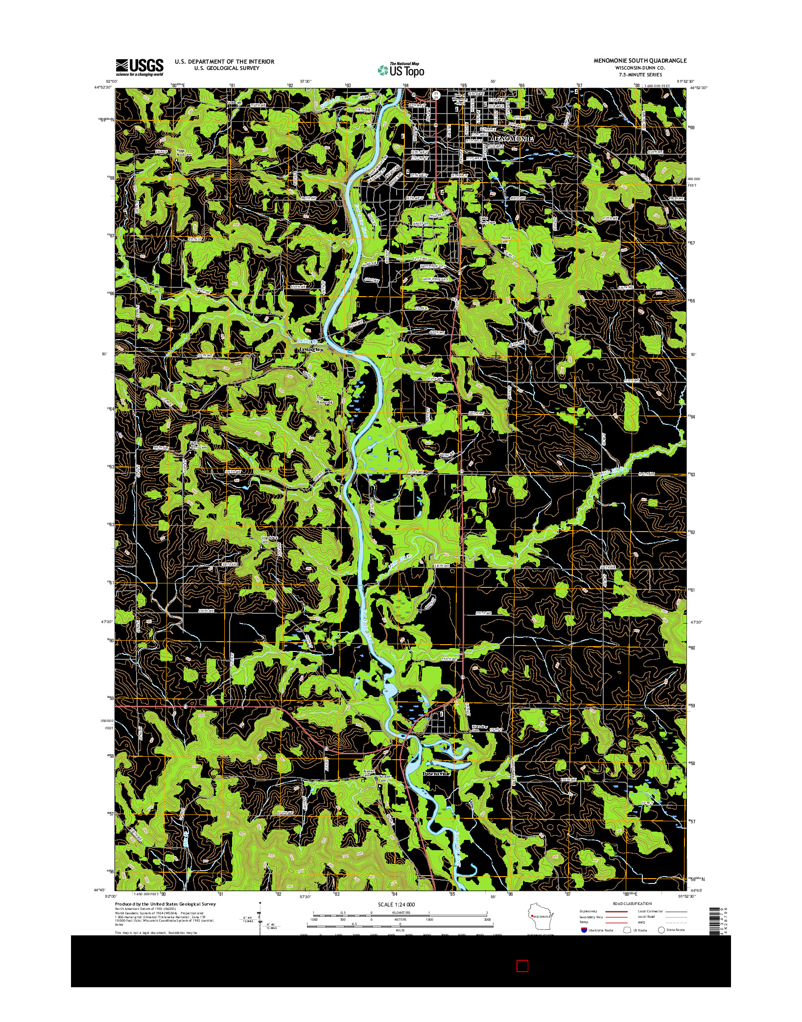 USGS US TOPO 7.5-MINUTE MAP FOR MENOMONIE SOUTH, WI 2015