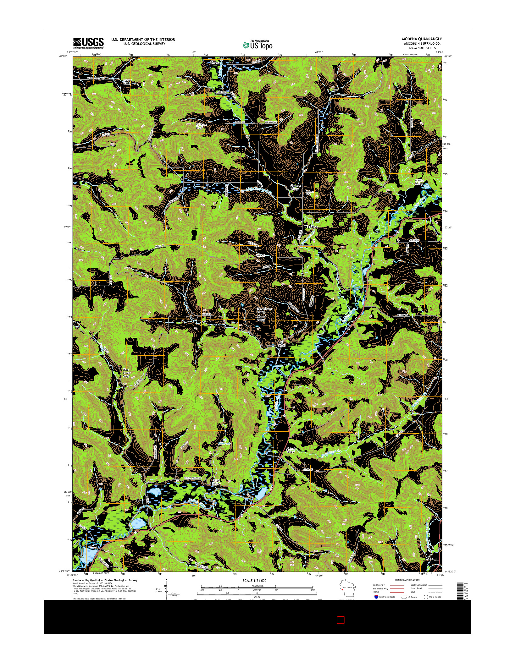 USGS US TOPO 7.5-MINUTE MAP FOR MODENA, WI 2015