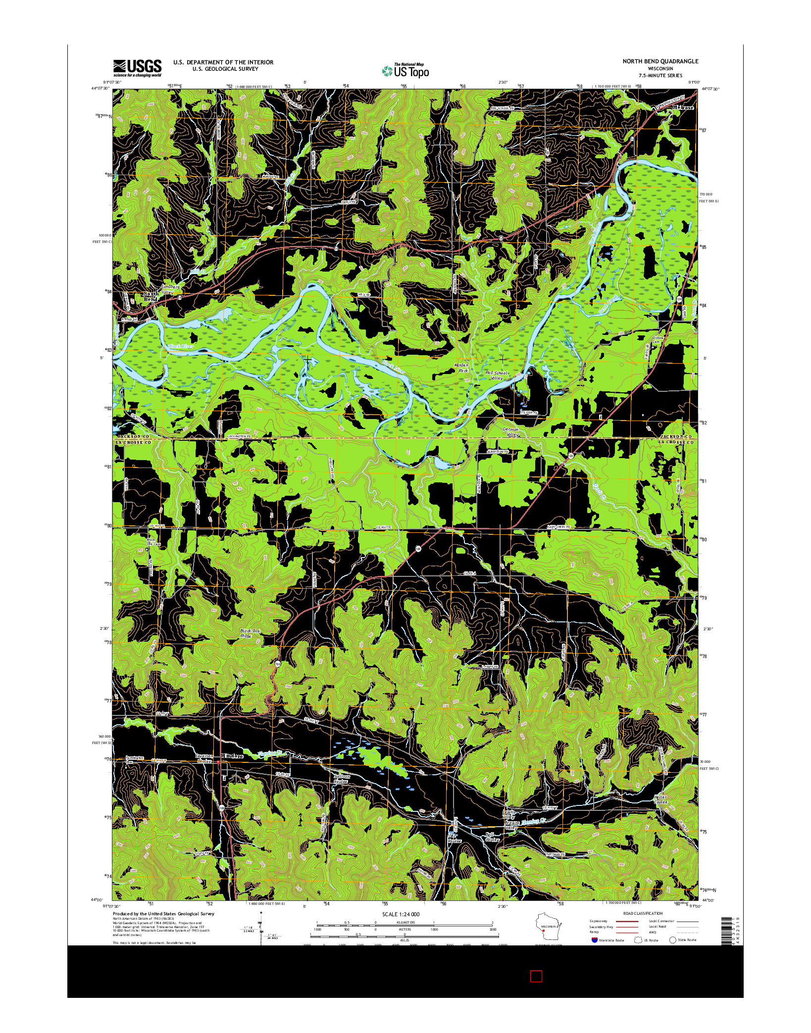 USGS US TOPO 7.5-MINUTE MAP FOR NORTH BEND, WI 2015