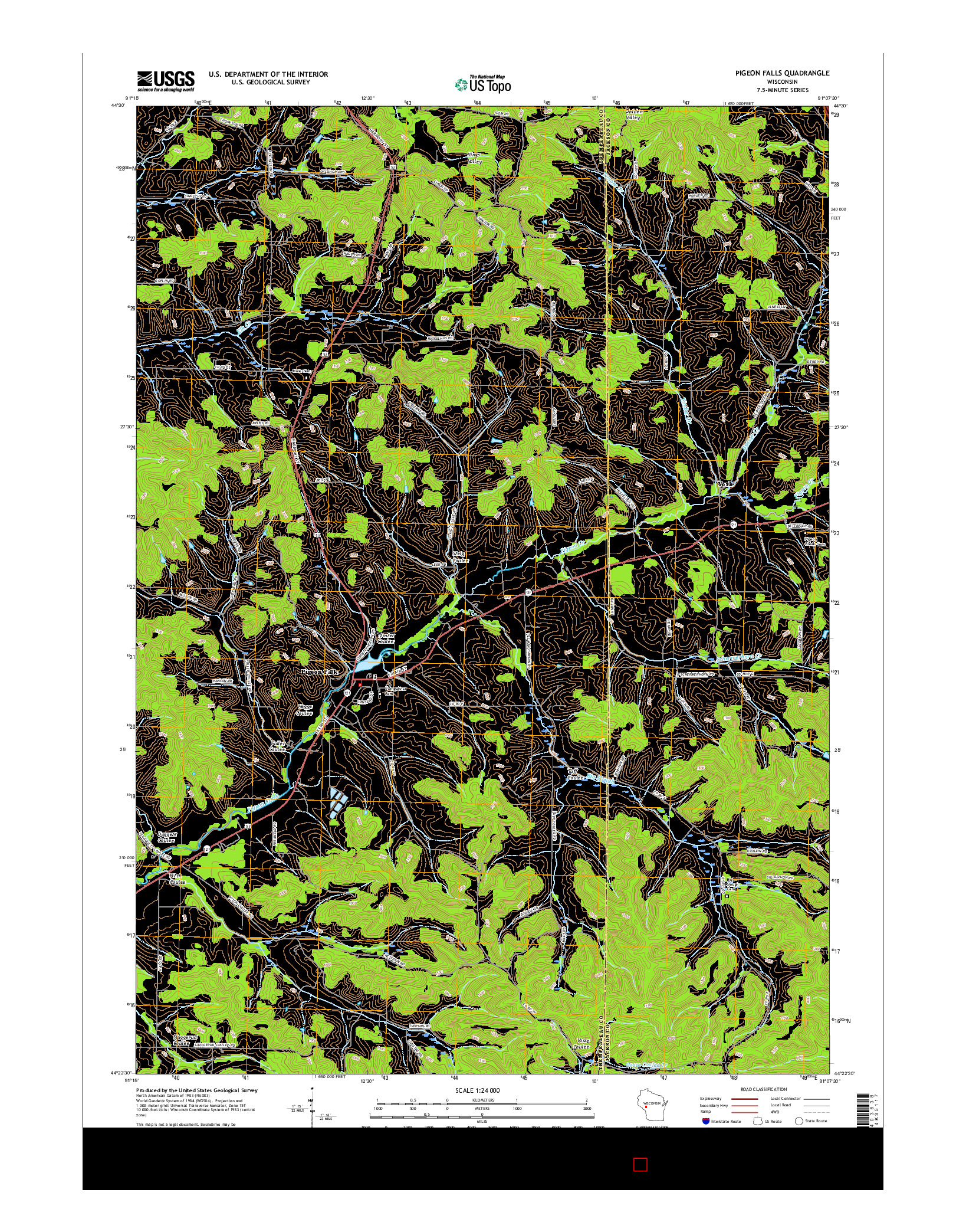 USGS US TOPO 7.5-MINUTE MAP FOR PIGEON FALLS, WI 2015