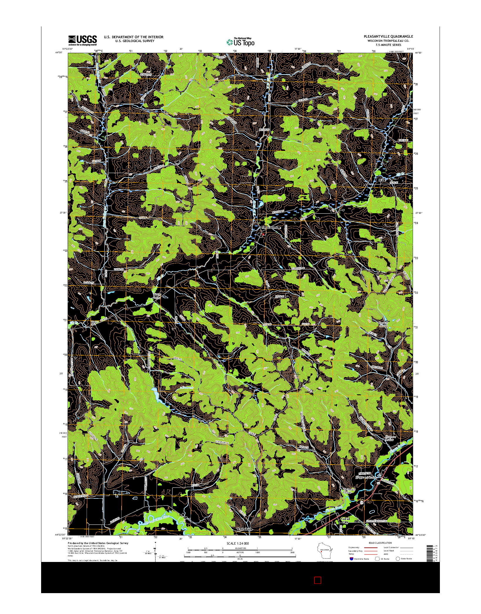 USGS US TOPO 7.5-MINUTE MAP FOR PLEASANTVILLE, WI 2015