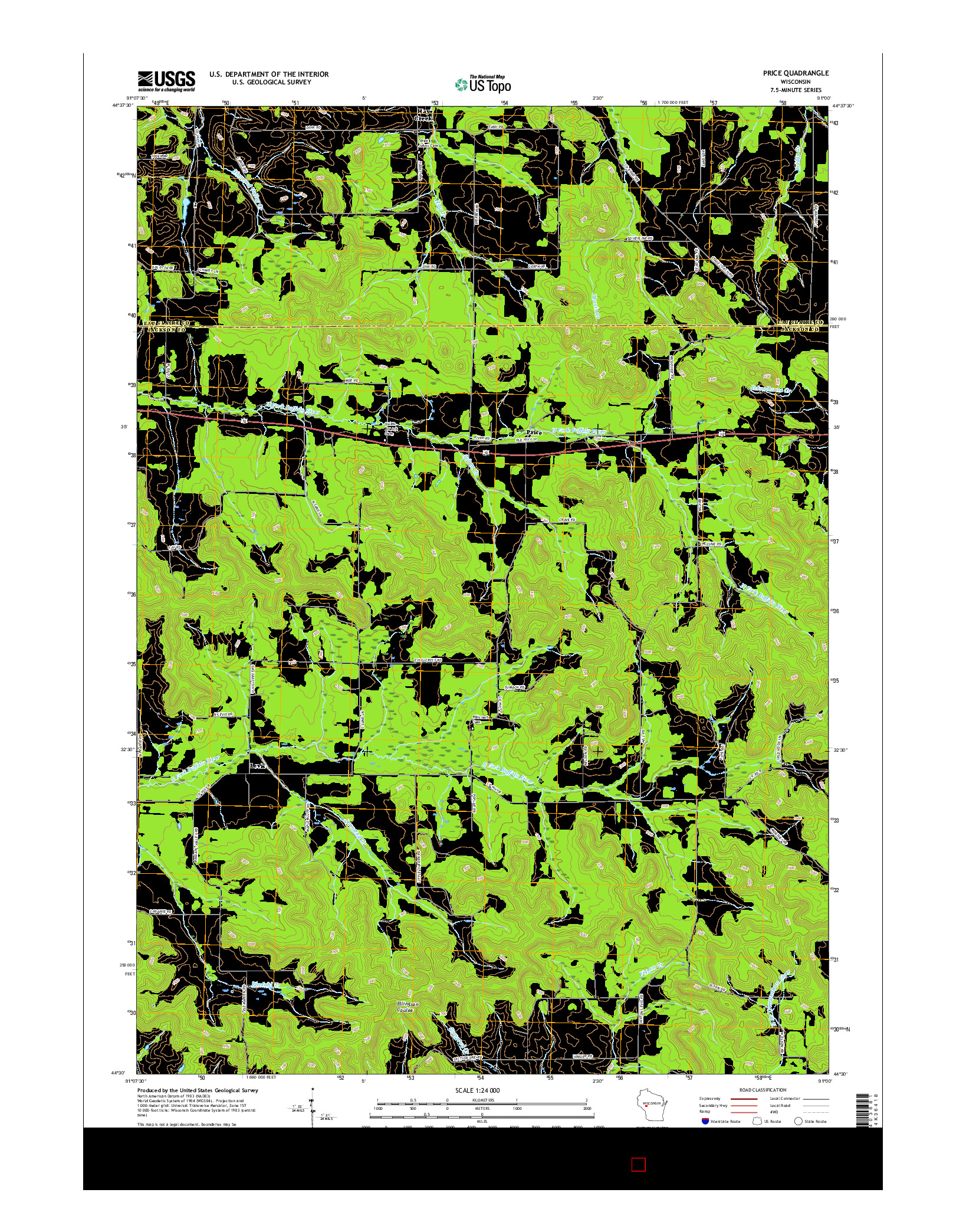 USGS US TOPO 7.5-MINUTE MAP FOR PRICE, WI 2015