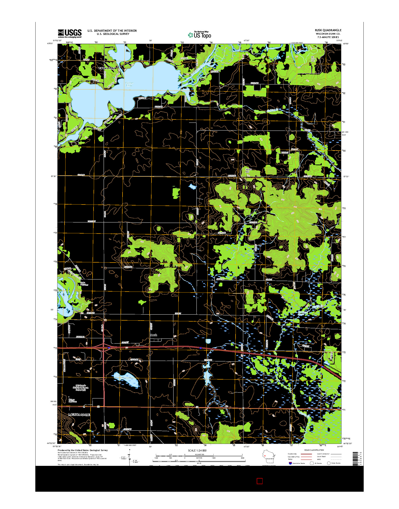 USGS US TOPO 7.5-MINUTE MAP FOR RUSK, WI 2015