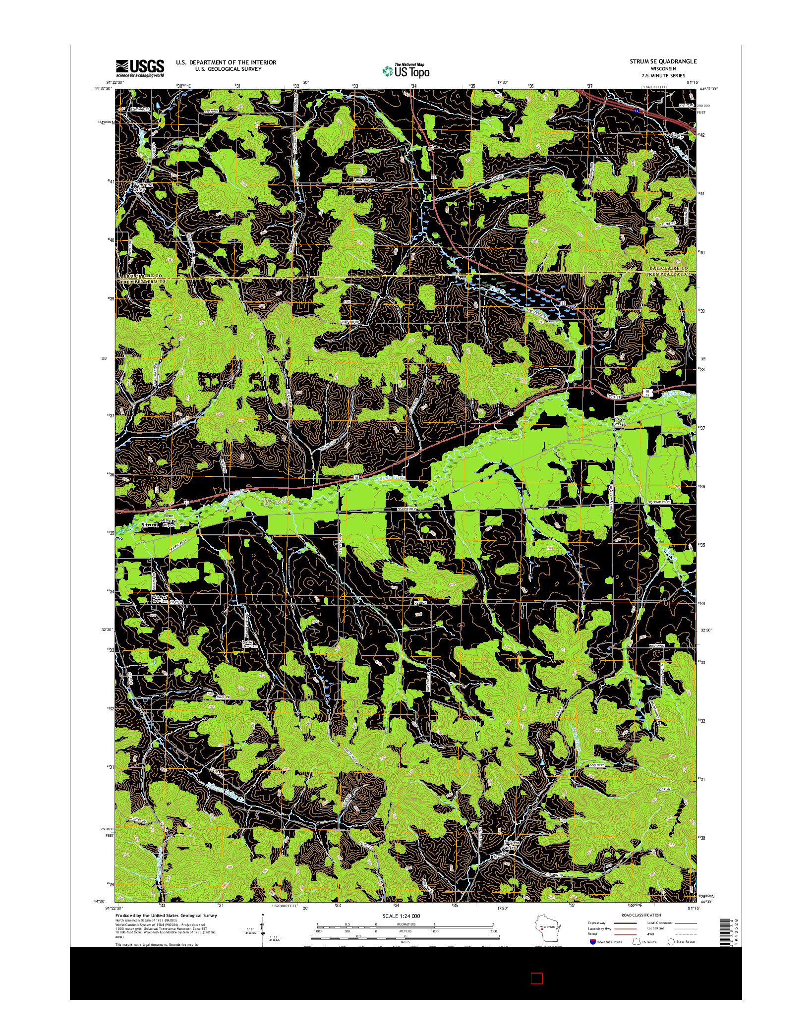 USGS US TOPO 7.5-MINUTE MAP FOR STRUM SE, WI 2015
