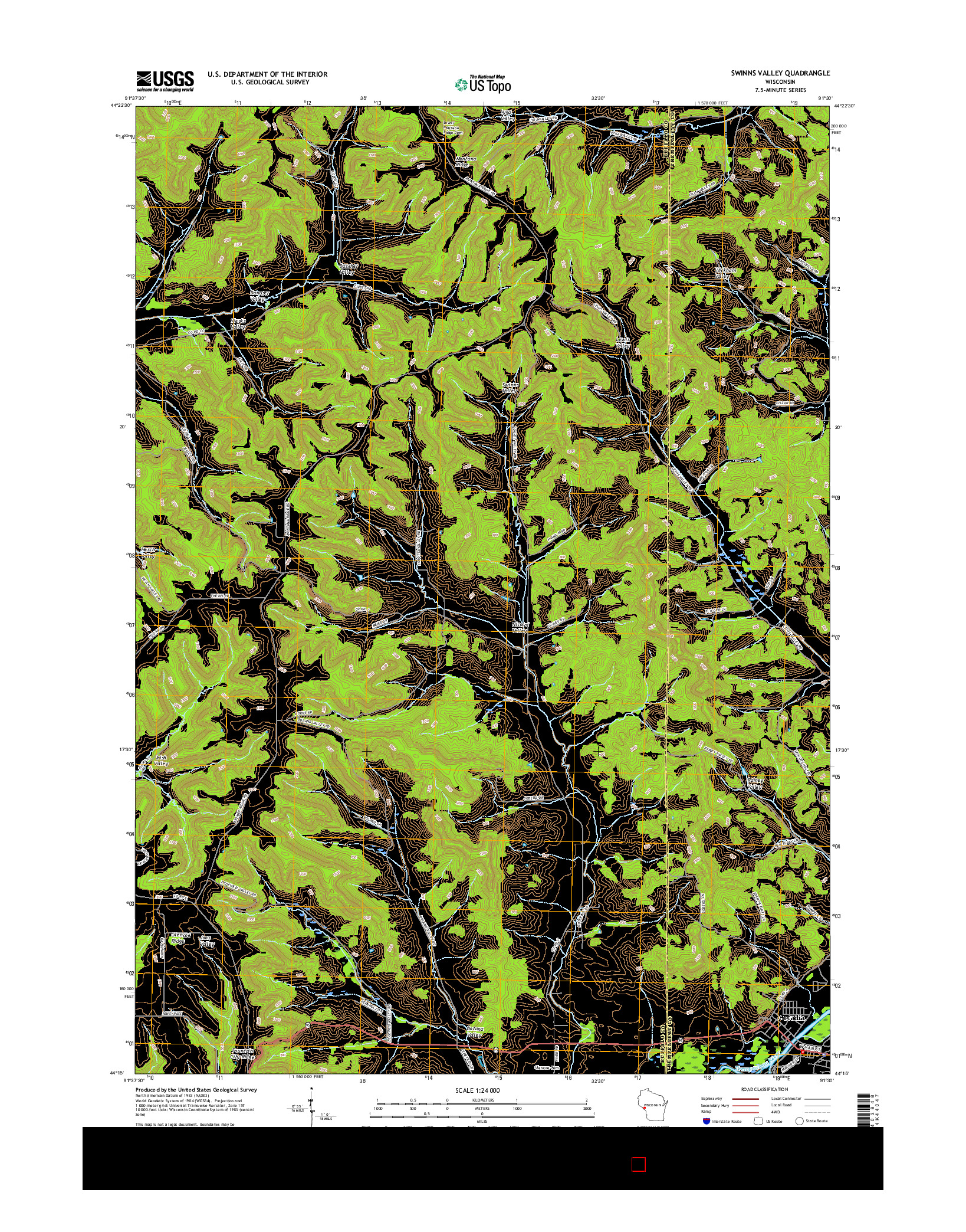 USGS US TOPO 7.5-MINUTE MAP FOR SWINNS VALLEY, WI 2015