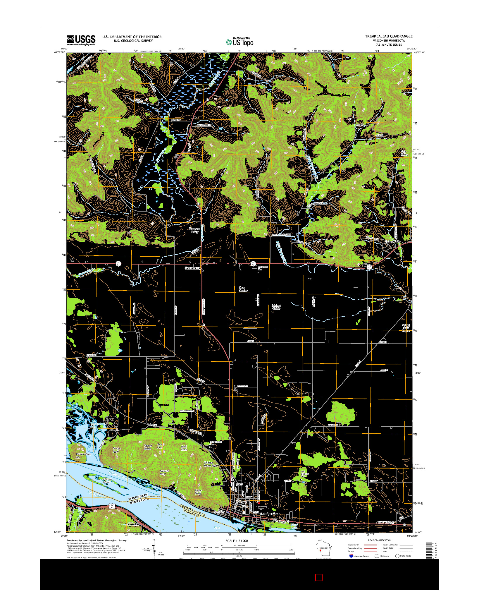 USGS US TOPO 7.5-MINUTE MAP FOR TREMPEALEAU, WI-MN 2015