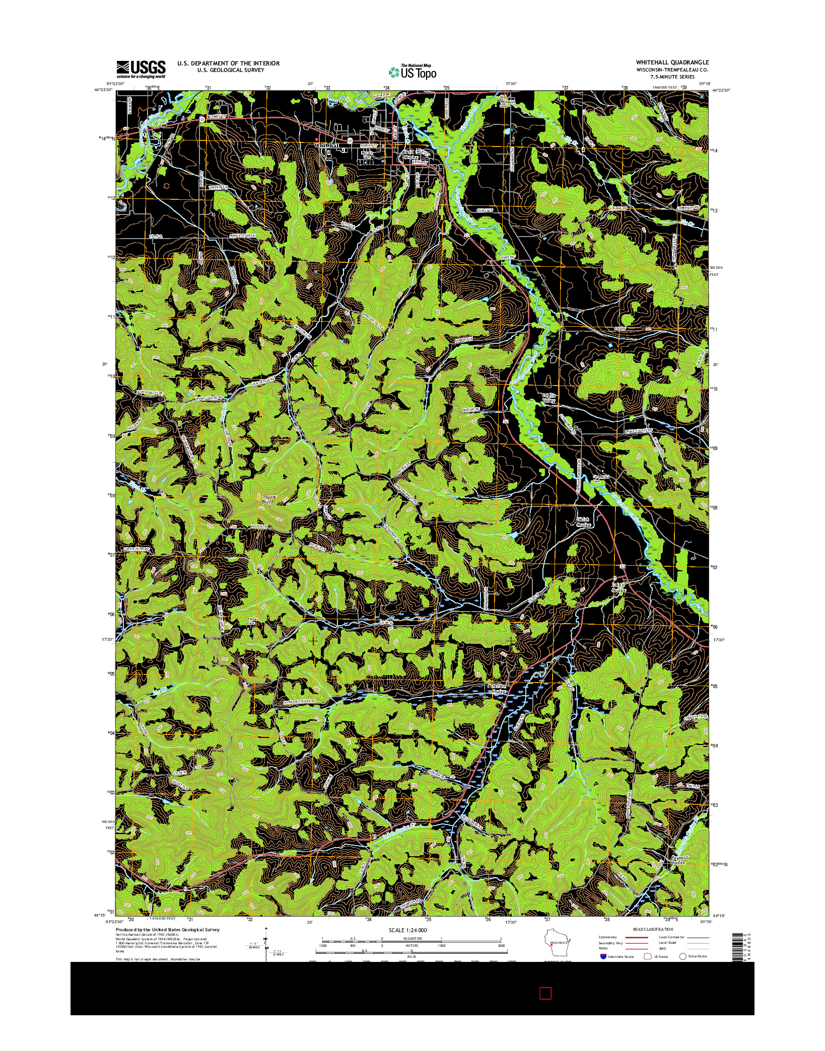 USGS US TOPO 7.5-MINUTE MAP FOR WHITEHALL, WI 2015