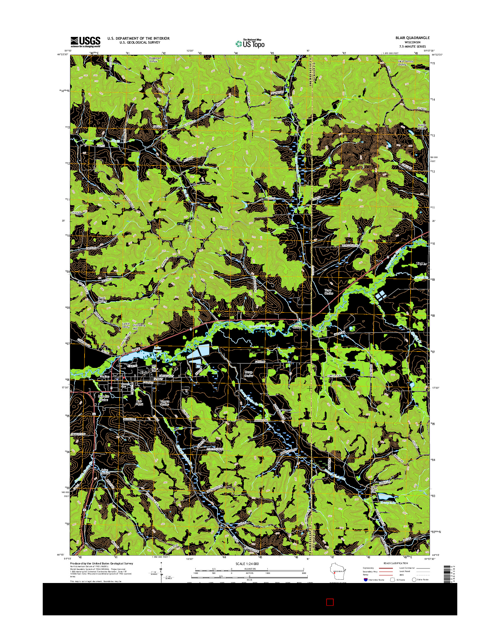 USGS US TOPO 7.5-MINUTE MAP FOR BLAIR, WI 2015