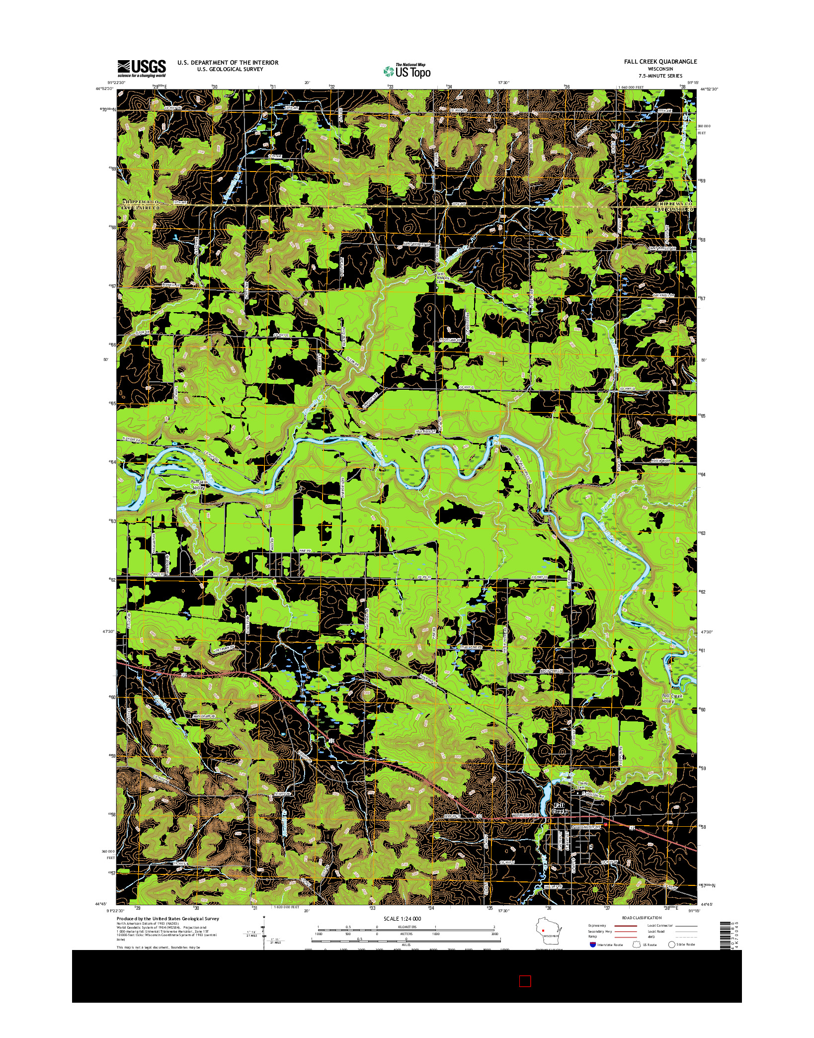USGS US TOPO 7.5-MINUTE MAP FOR FALL CREEK, WI 2015