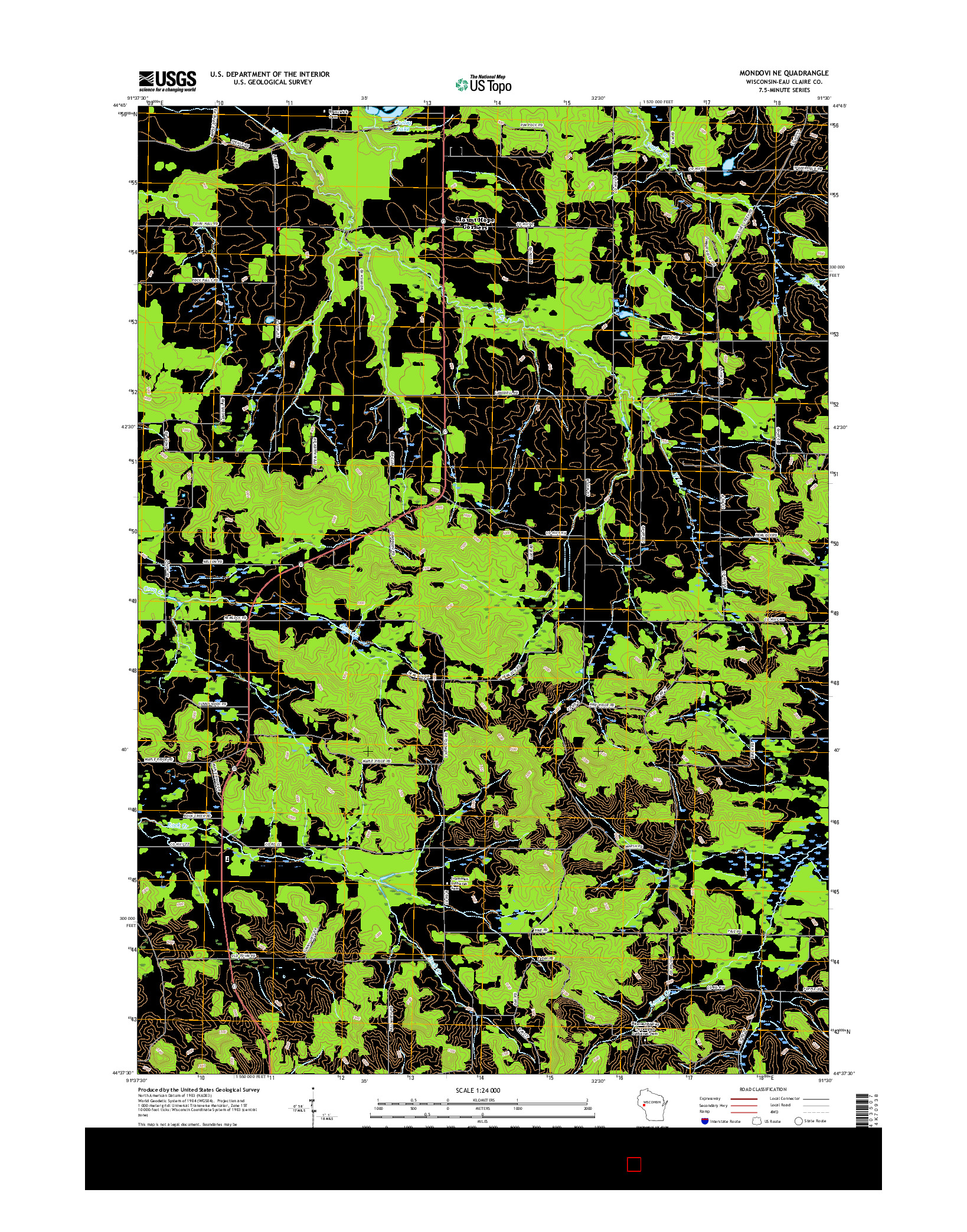 USGS US TOPO 7.5-MINUTE MAP FOR MONDOVI NE, WI 2015
