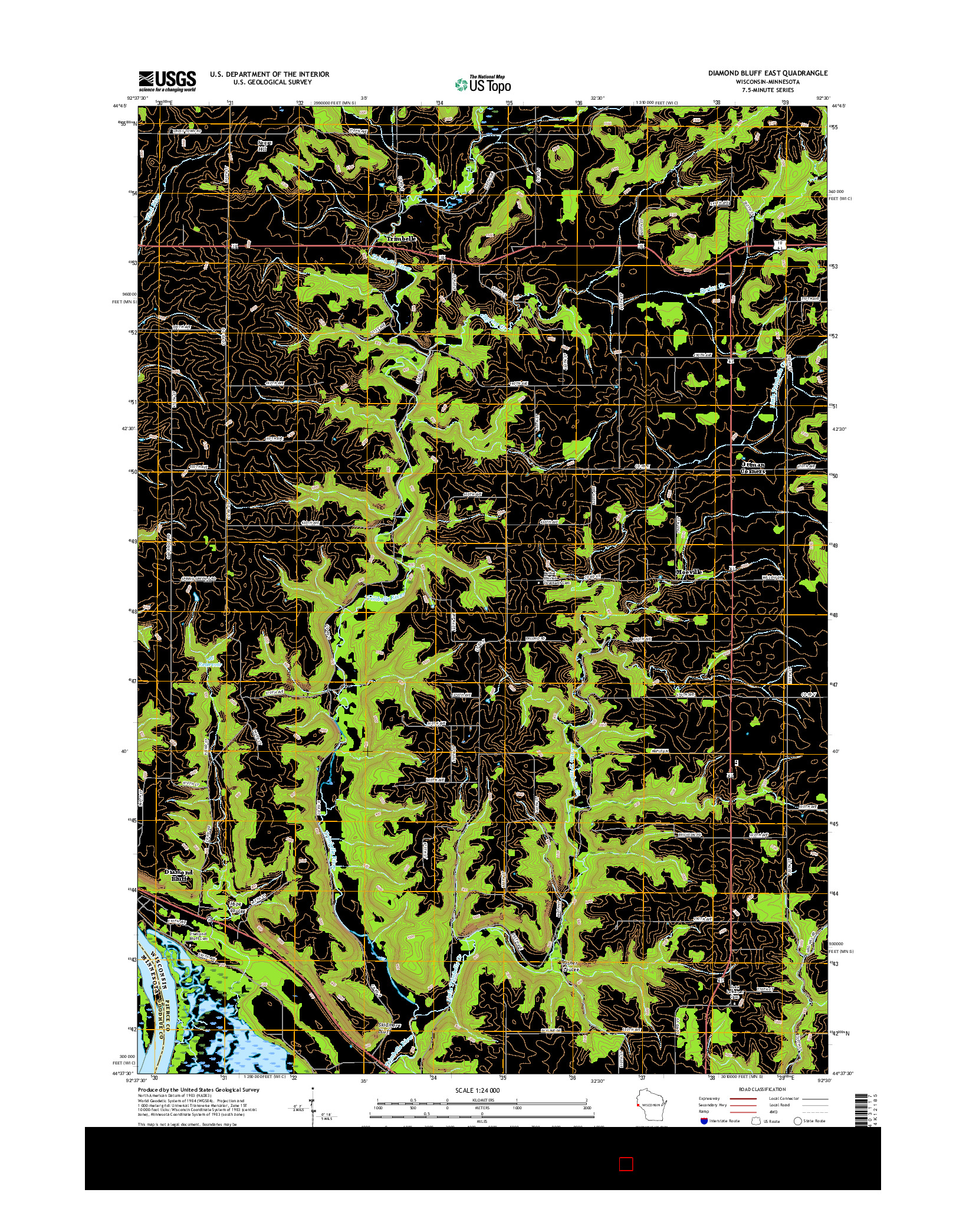 USGS US TOPO 7.5-MINUTE MAP FOR DIAMOND BLUFF EAST, WI-MN 2015