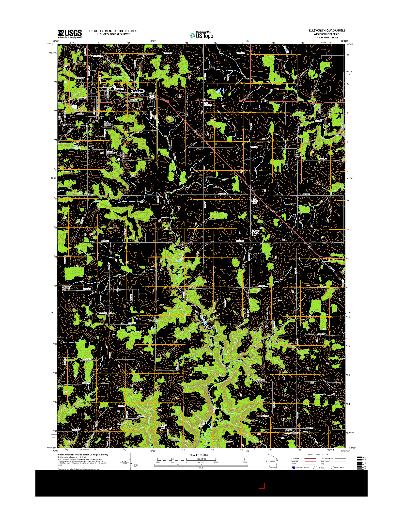 USGS US TOPO 7.5-MINUTE MAP FOR ELLSWORTH, WI 2015