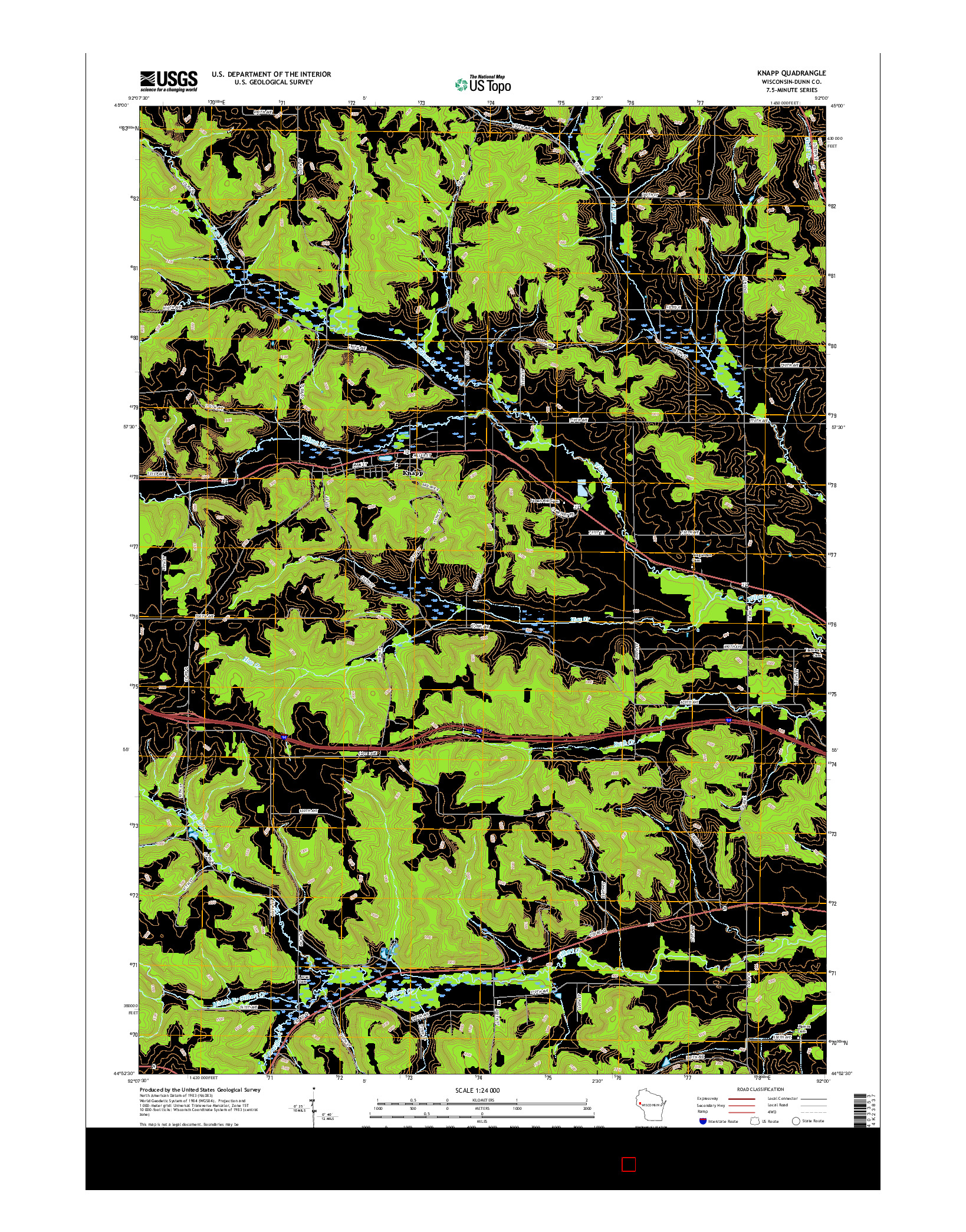 USGS US TOPO 7.5-MINUTE MAP FOR KNAPP, WI 2015