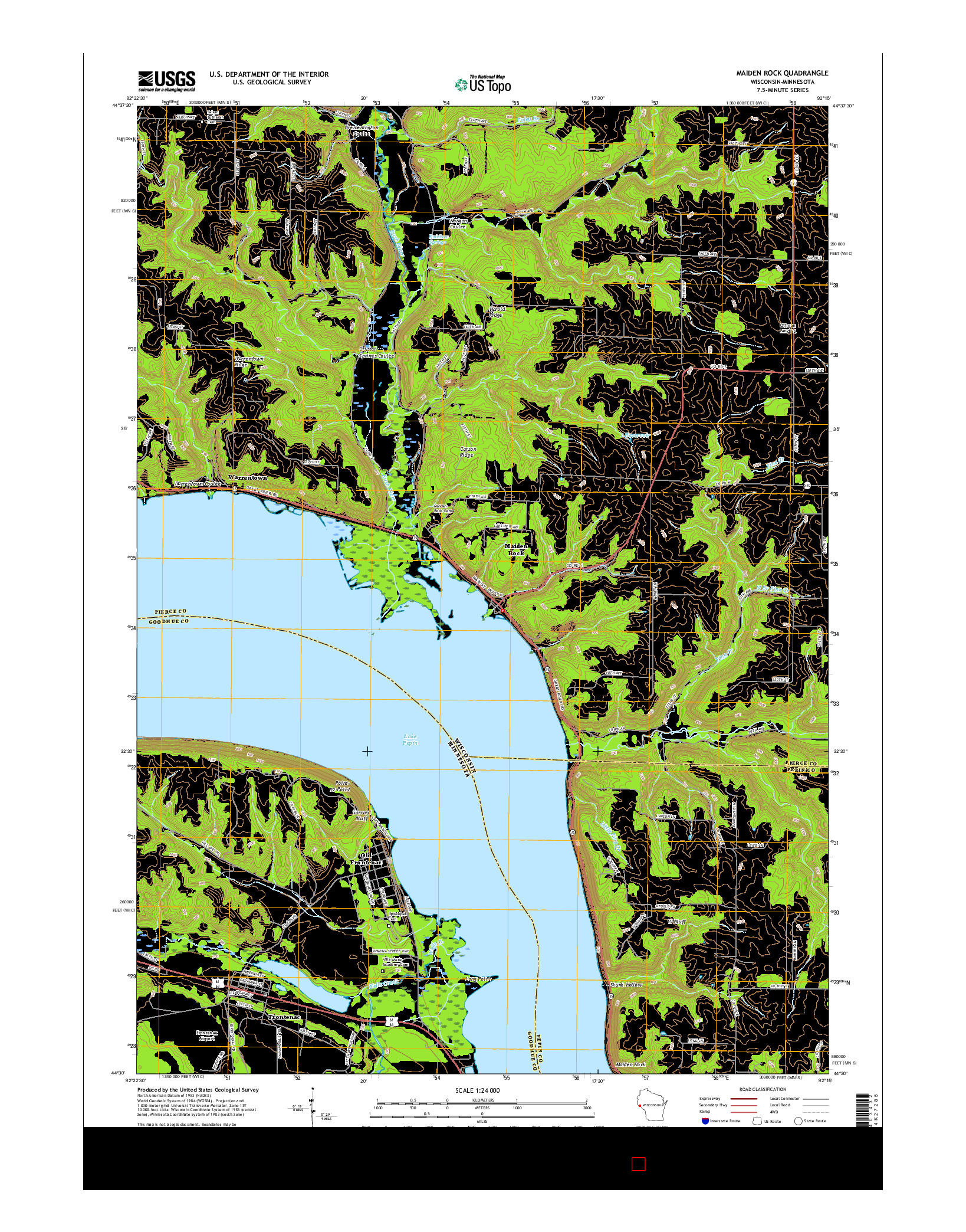 USGS US TOPO 7.5-MINUTE MAP FOR MAIDEN ROCK, WI-MN 2015
